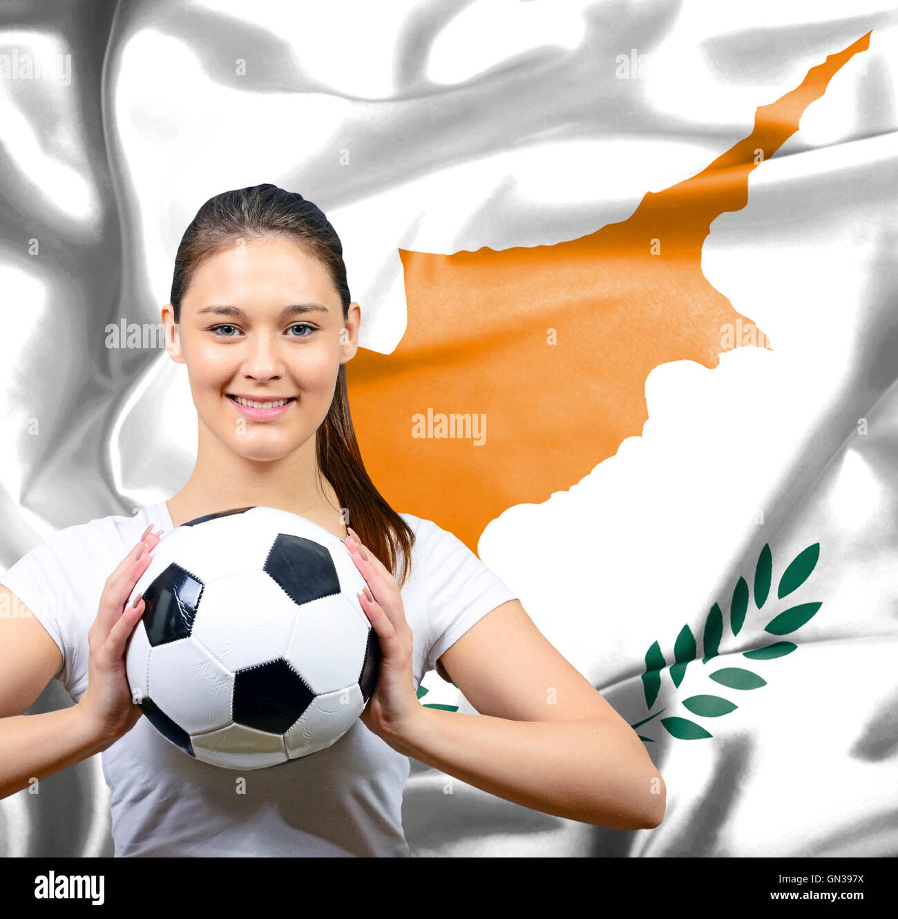 Proud woman football fan of Cyprus Stock Photo Alamy