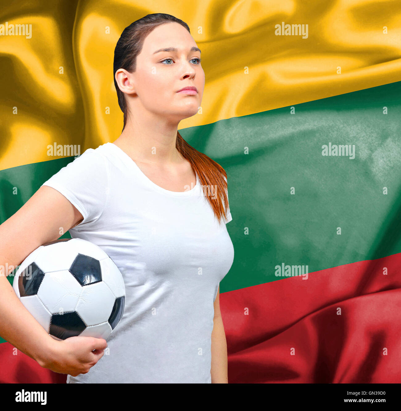 Woman holding lithuanian flag hi-res stock photography and images - Alamy
