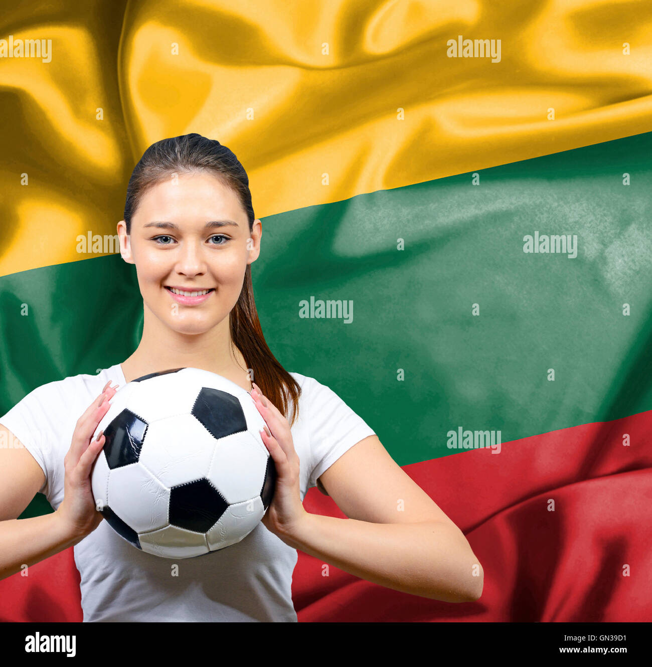 Proud woman football fan of Lithuania Stock Photo - Alamy
