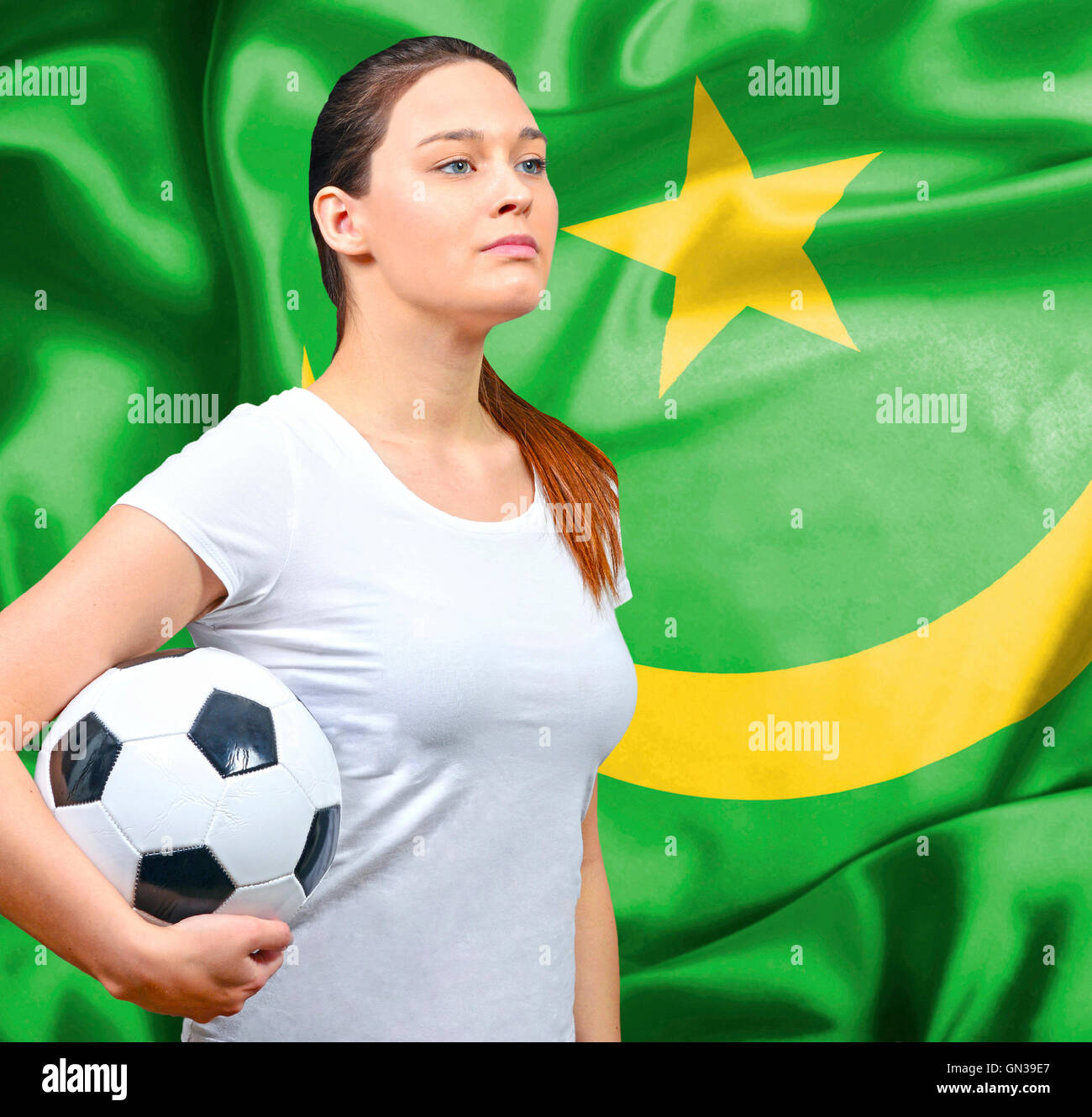 Proud woman football fan of Mauritania Stock Photo - Alamy