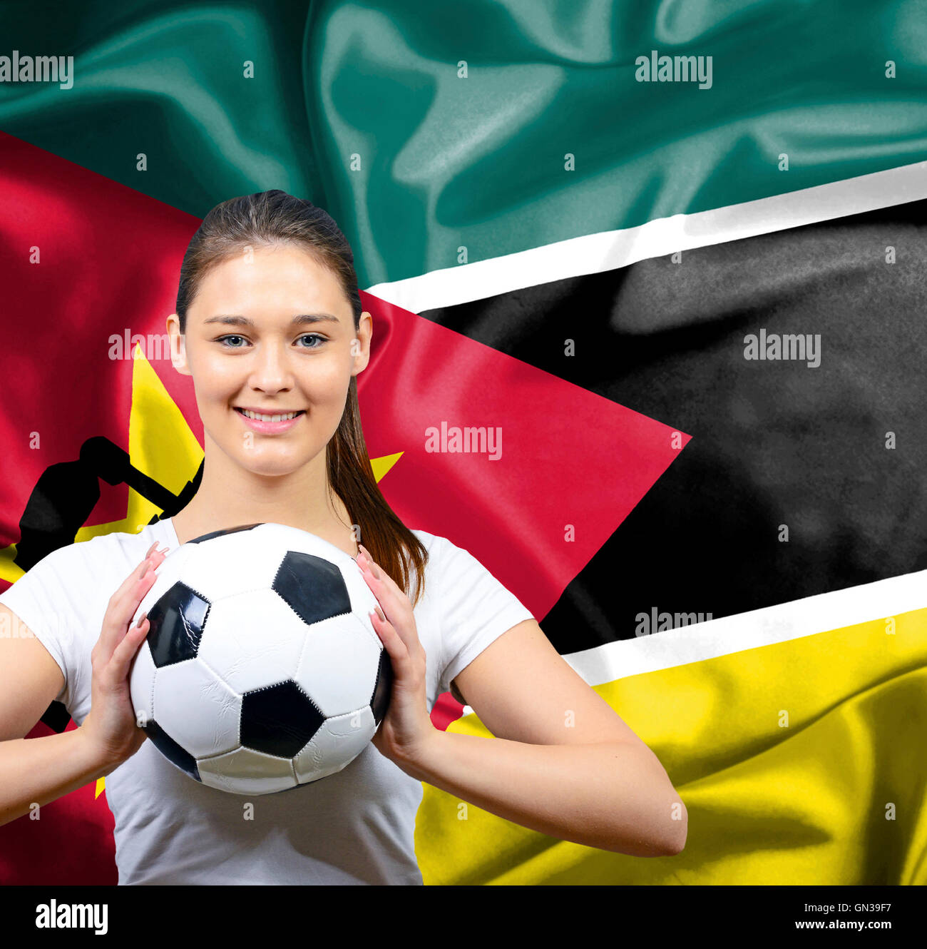 Proud woman football fan of Mozambique Stock Photo - Alamy