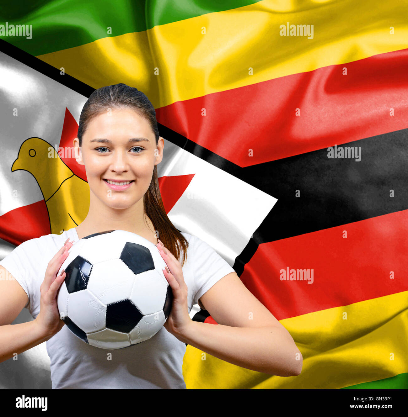 Proud woman football fan of Zimbabwe Stock Photo - Alamy