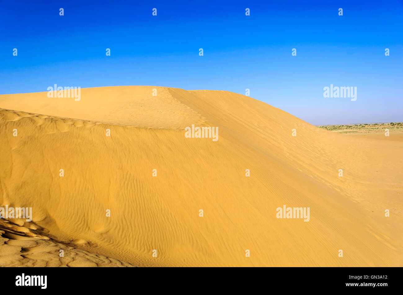 Landscape Sand dunes, SAM dunes, ripples, Desert National Park of Thar Desert of India with copy space Stock Photo