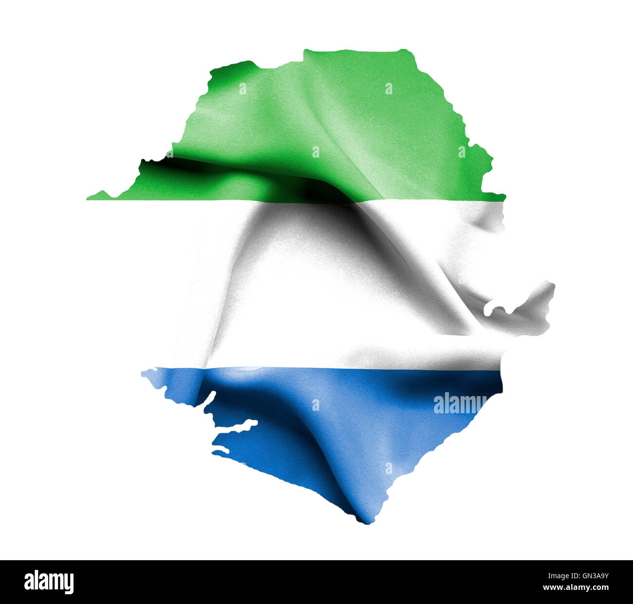 Map of Sierra Leone with waving flag isolated on white Stock Photo - Alamy