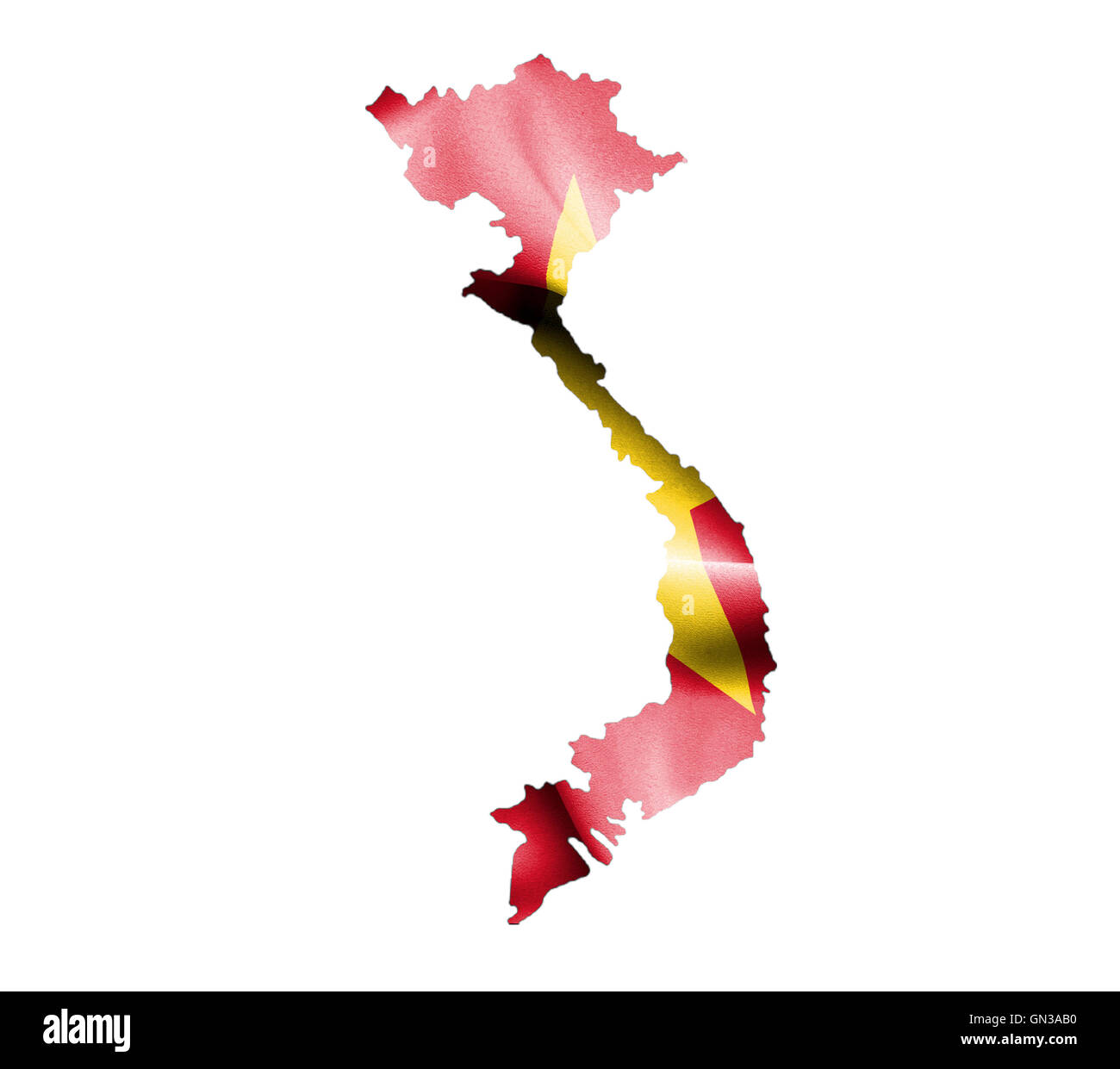 Map of Vietnam with waving flag isolated on white Stock Photo - Alamy