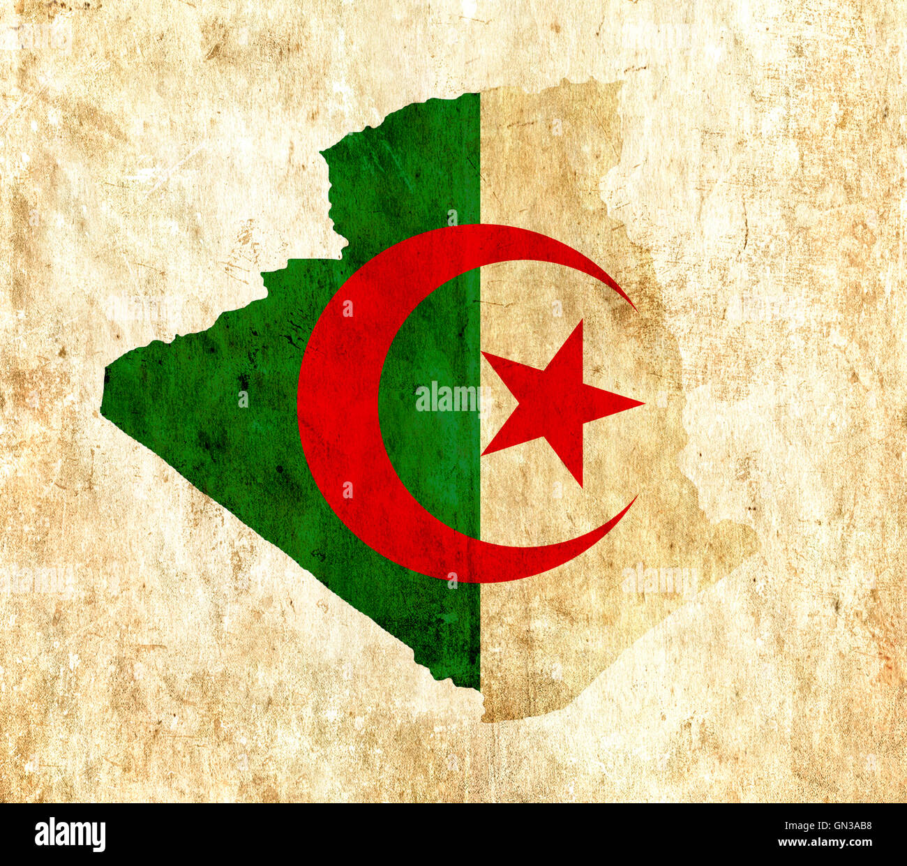 Vintage paper map of Algeria Stock Photo - Alamy