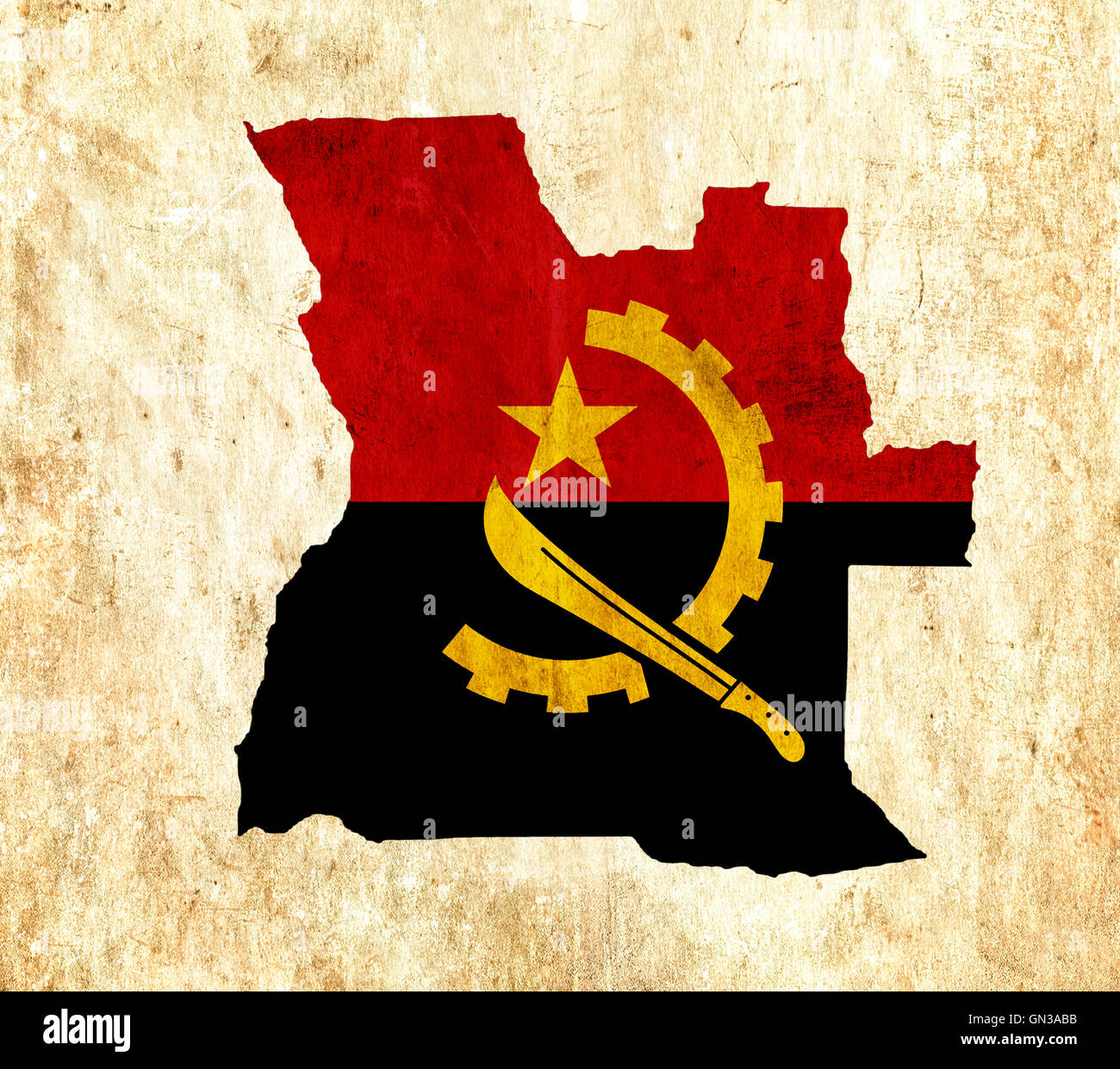 Vintage paper map of Angola Stock Photo - Alamy