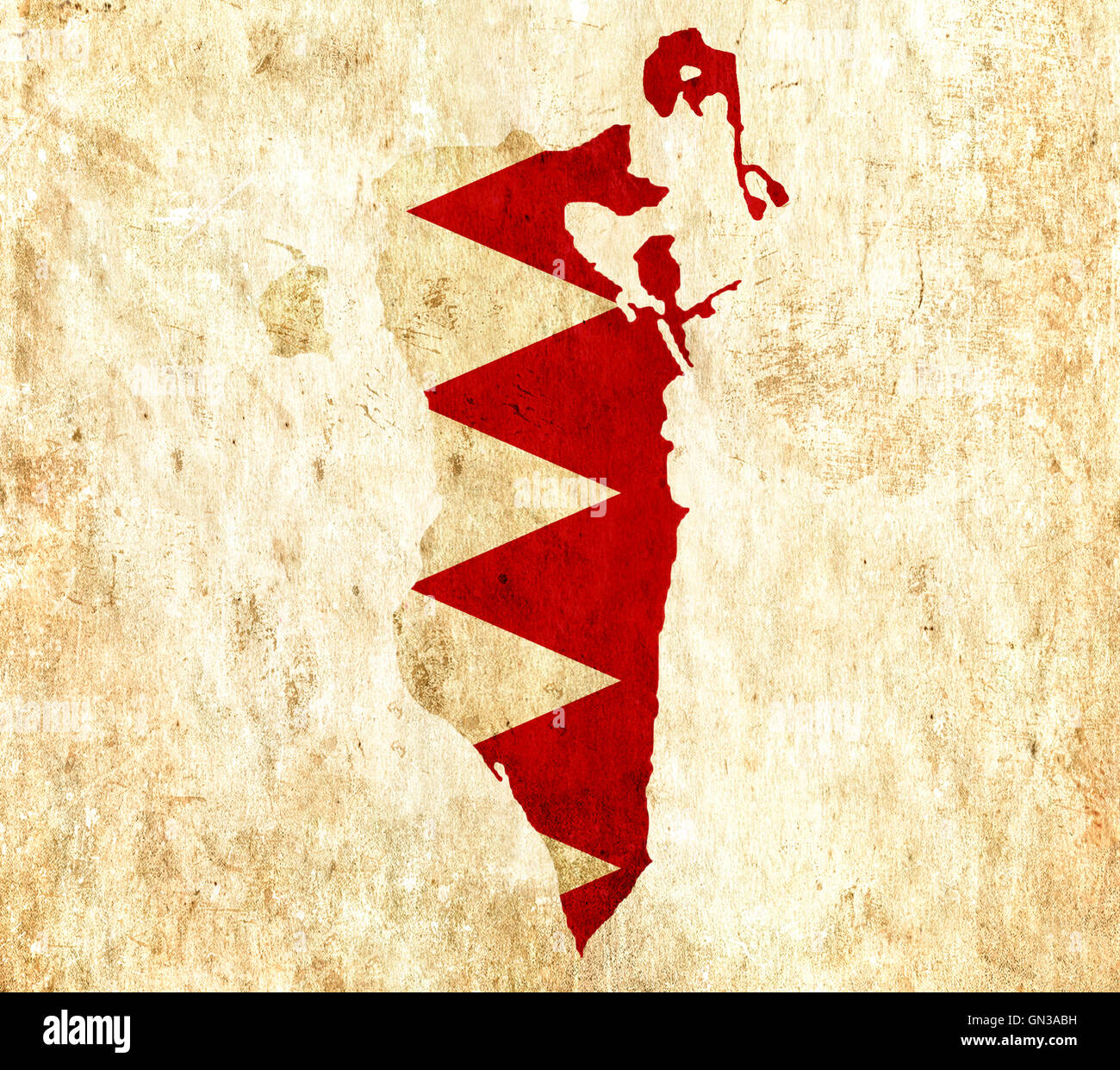 Vintage paper map of Bahrain Stock Photo Alamy