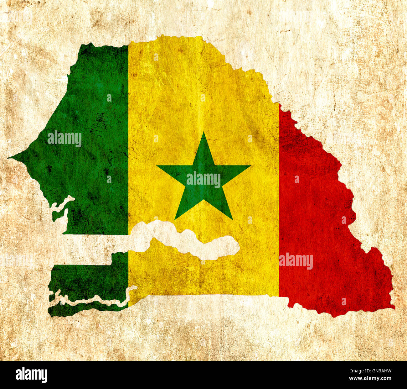 Vintage paper map of Senegal Stock Photo - Alamy