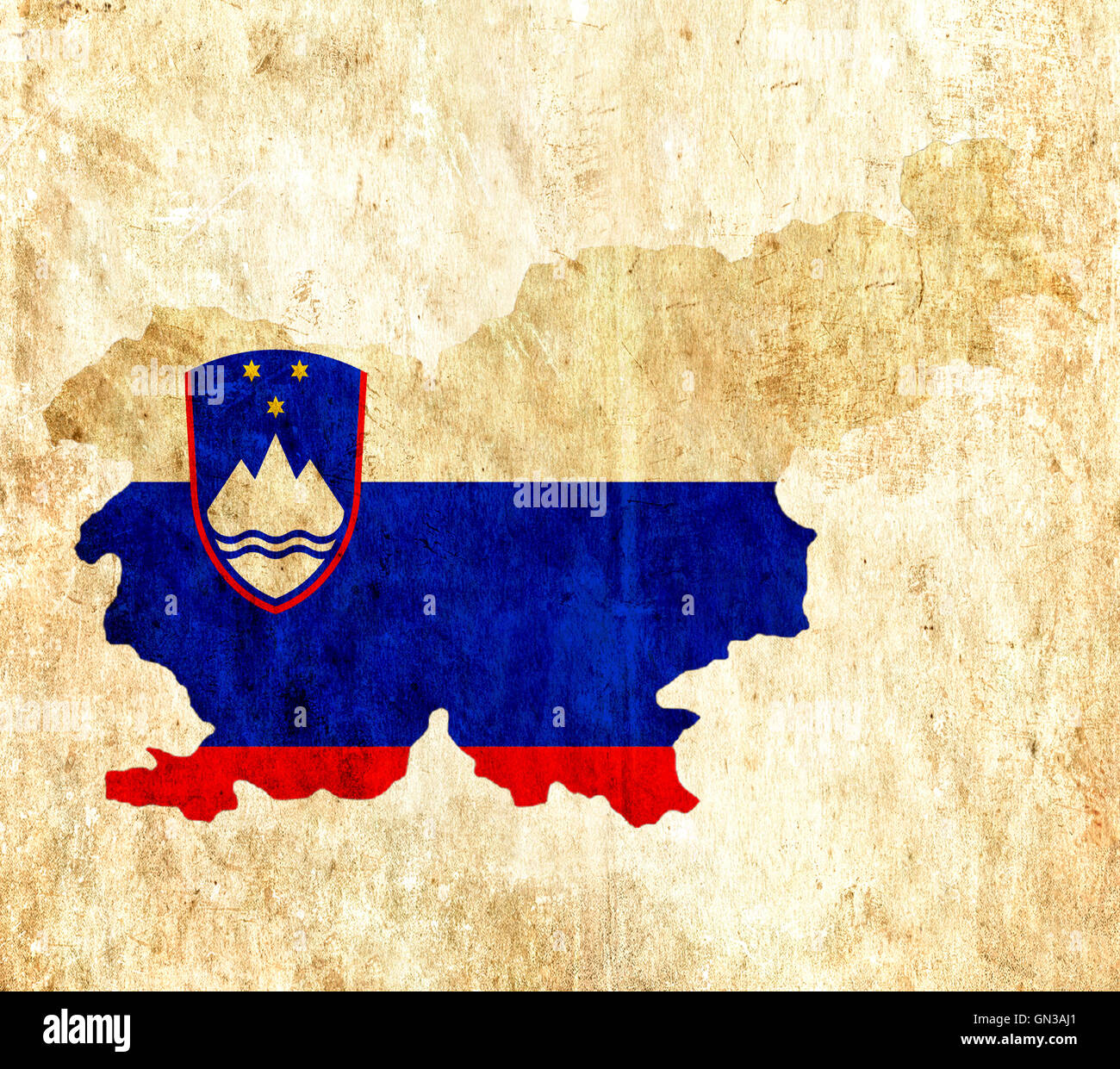 Vintage paper map of Slovenia Stock Photo - Alamy