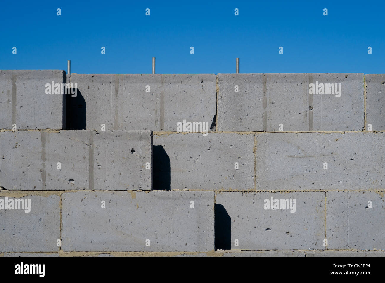 Close up of 'Aircrete' concrete blocks. Laid using thinjoint system