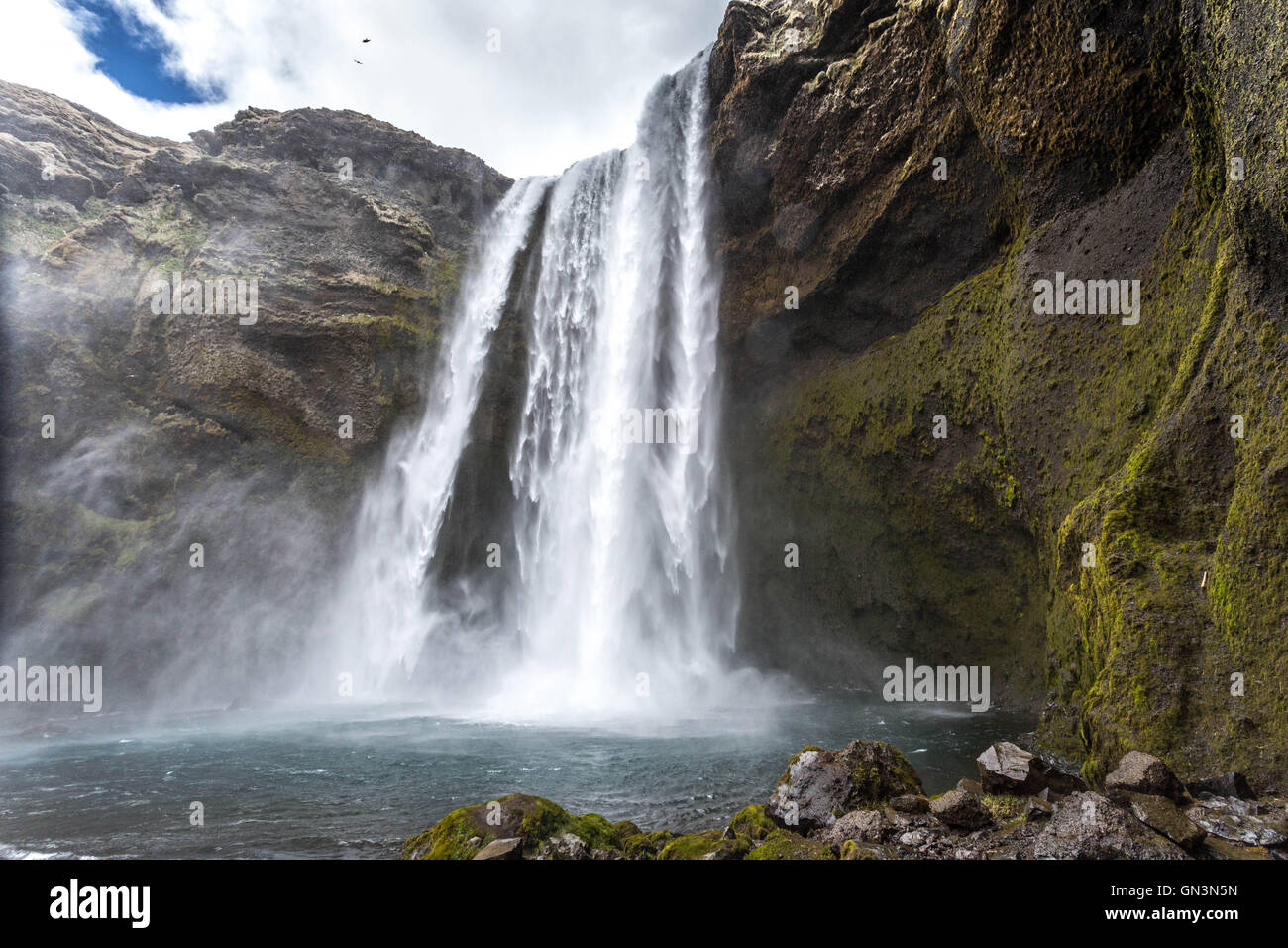 Skogafoss Waterfall, Iceland, Landscape Stock Photo