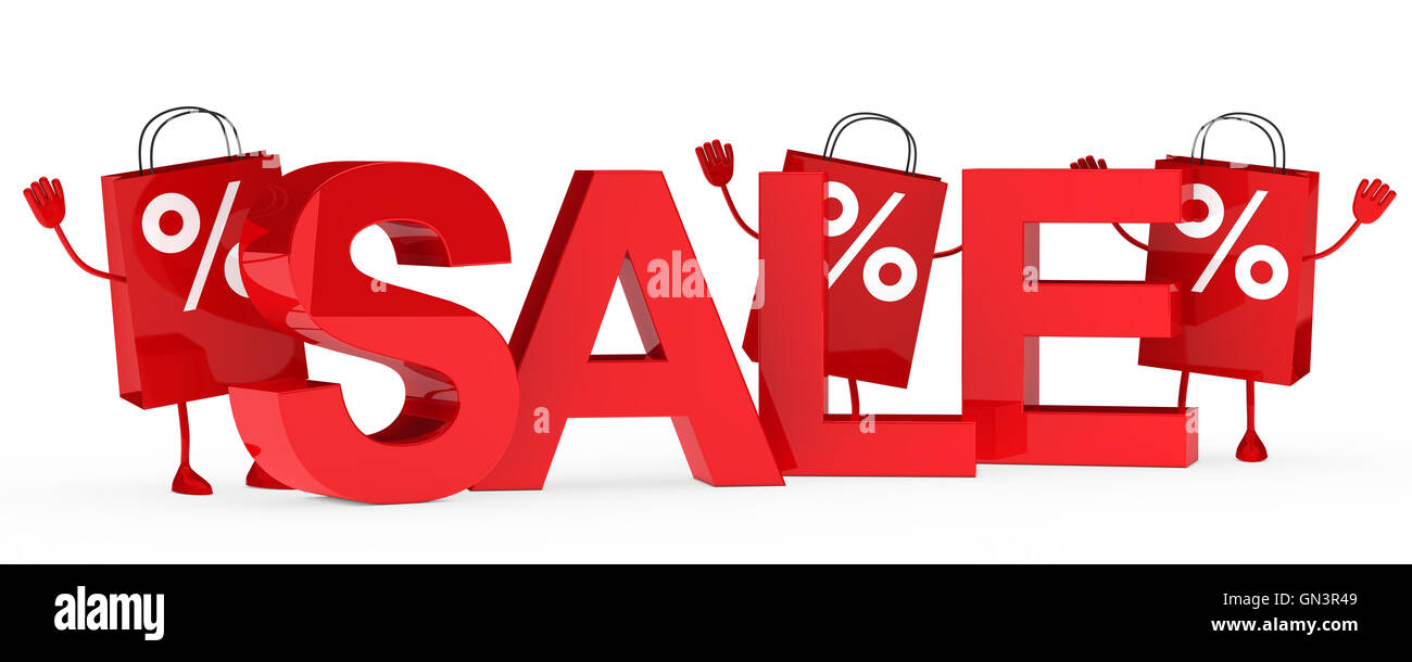 red sale bags wave Stock Photo