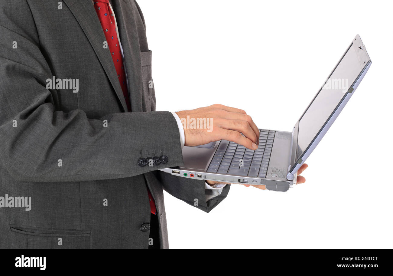 Businessman using notebook Stock Photo - Alamy