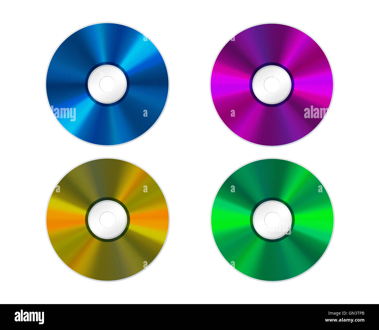 Illustration of four colored Compact Discs Stock Photo
