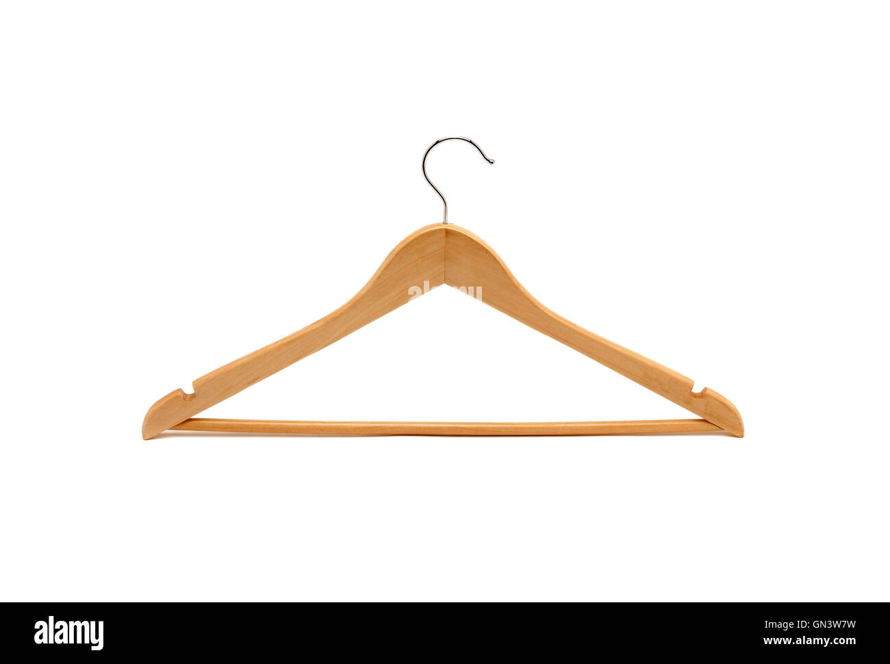Wooden hanger, it is isolated on a white background Stock Photo