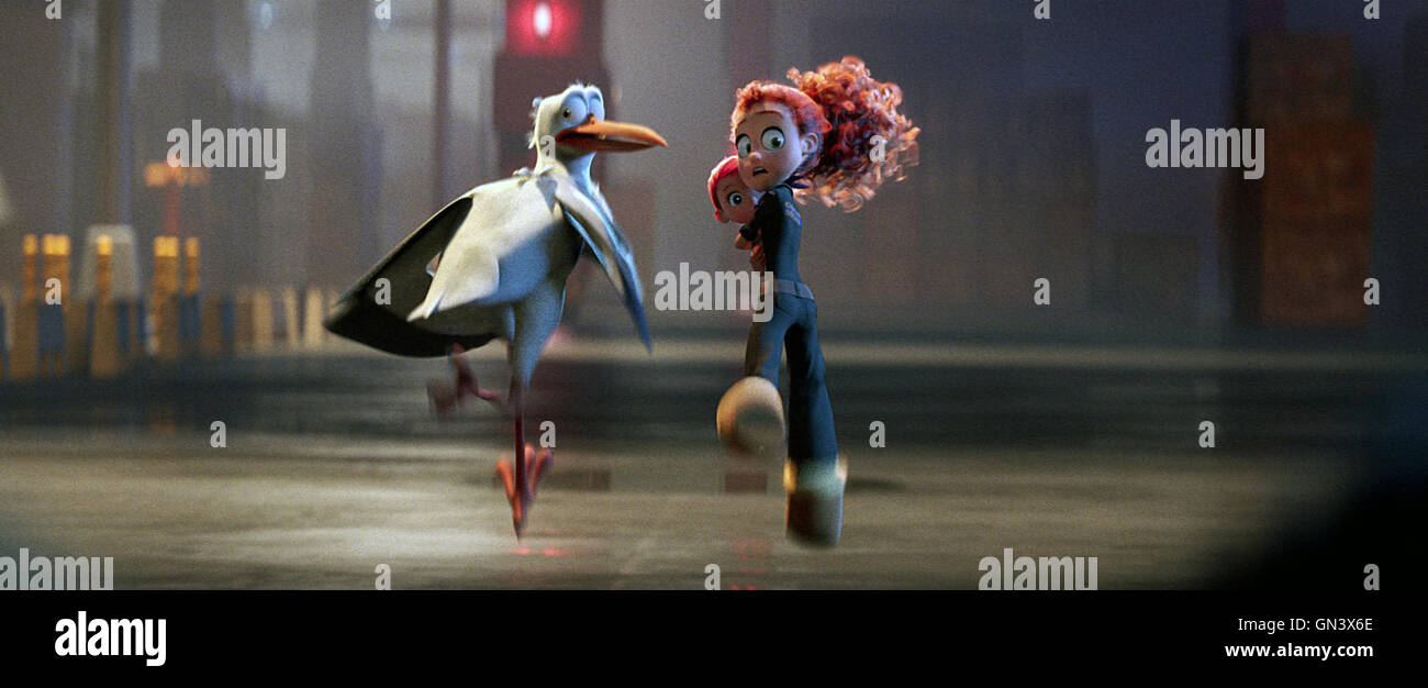 Storks is an upcoming 2016 American 3D computer-animated adventure buddy film directed by Nicholas Stoller and Doug Sweetland.  This photograph is for editorial use only and is the copyright of the film company and/or the photographer assigned by the film or production company and can only be reproduced by publications in conjunction with the promotion of the above Film. A Mandatory Credit to the film company is required. The Photographer should also be credited when known. Stock Photo