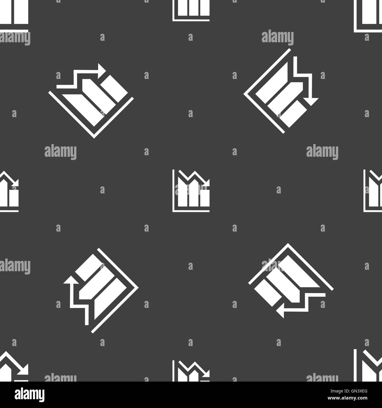 histogram icon sign. Seamless pattern on a gray background. Vector ...