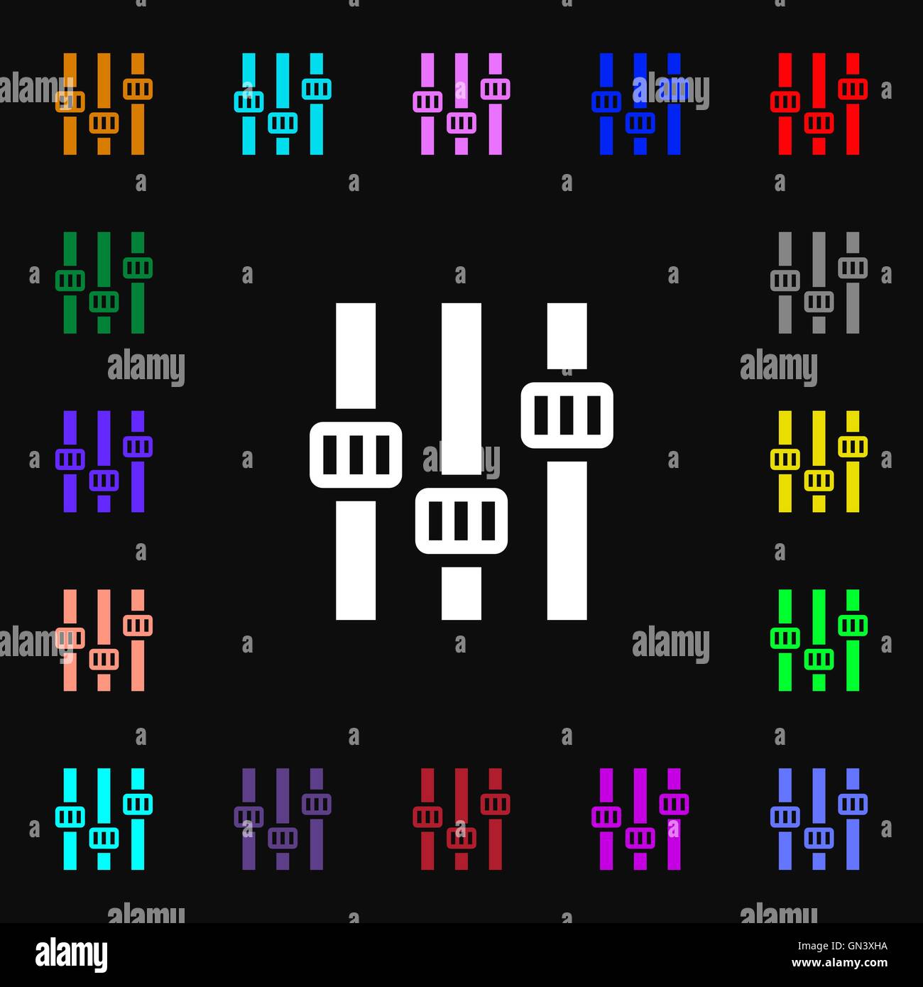 Equalizer icon sign. Lots of colorful symbols for your design. Vector ...