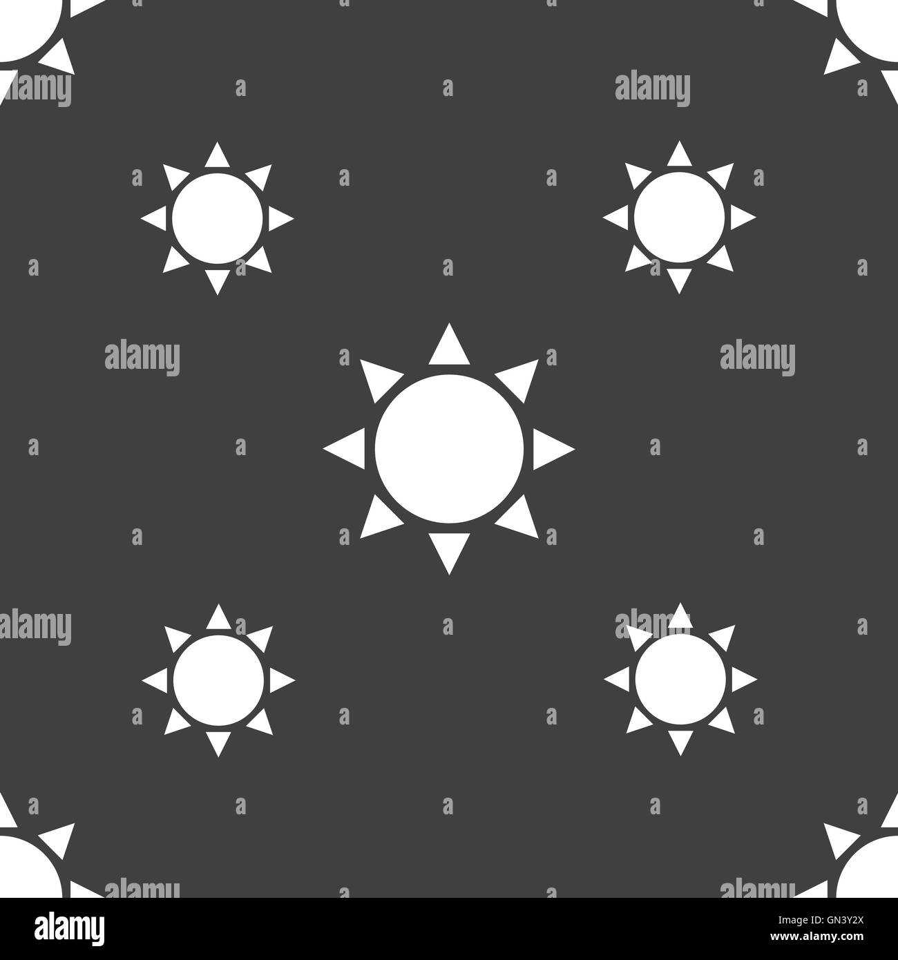 Sun icon sign. Seamless pattern on a gray background. Vector Stock ...