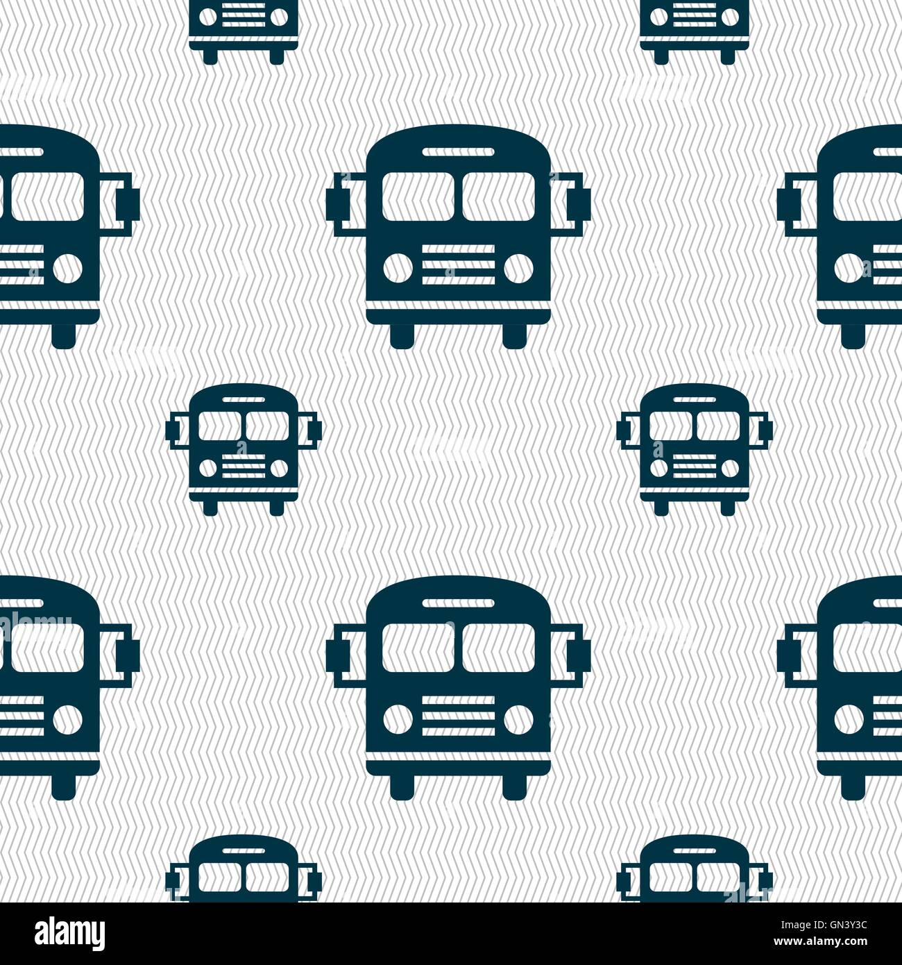 Bus icon sign. Seamless pattern with geometric texture. Vector Stock ...