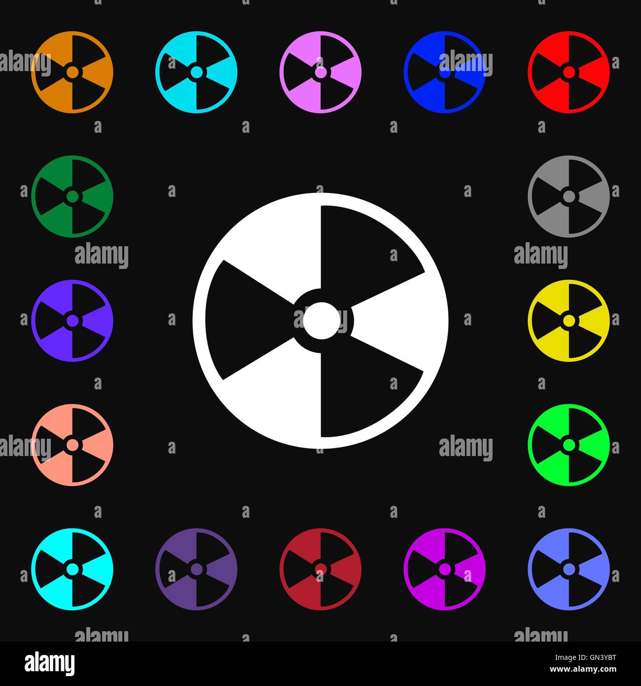 radioactive icon sign. Lots of colorful symbols for your design. Vector Stock Vector
