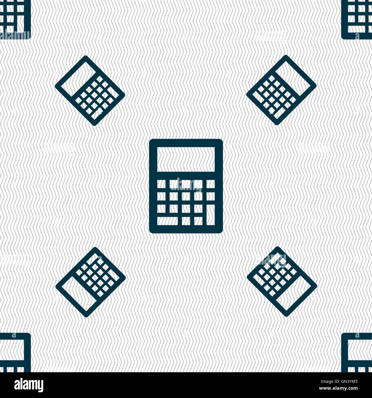 Calculator icon sign. Seamless pattern with geometric texture. Vector ...