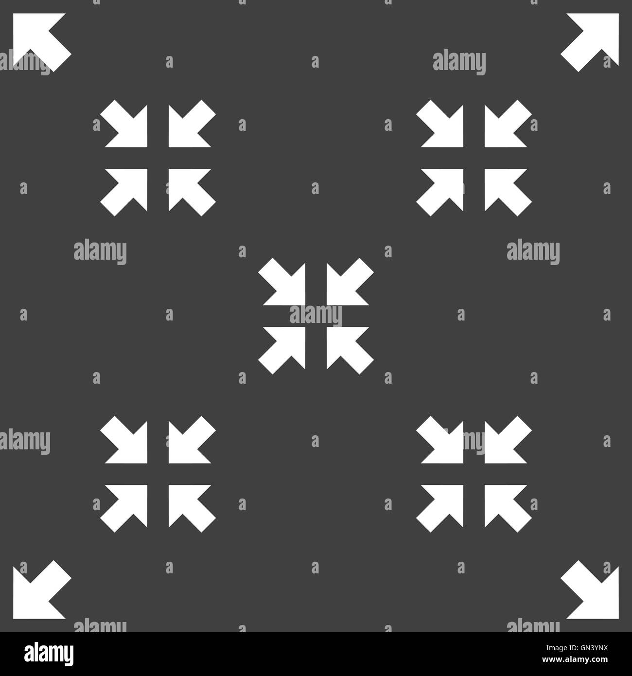 Exit full screen icon sign. Seamless pattern on a gray background ...