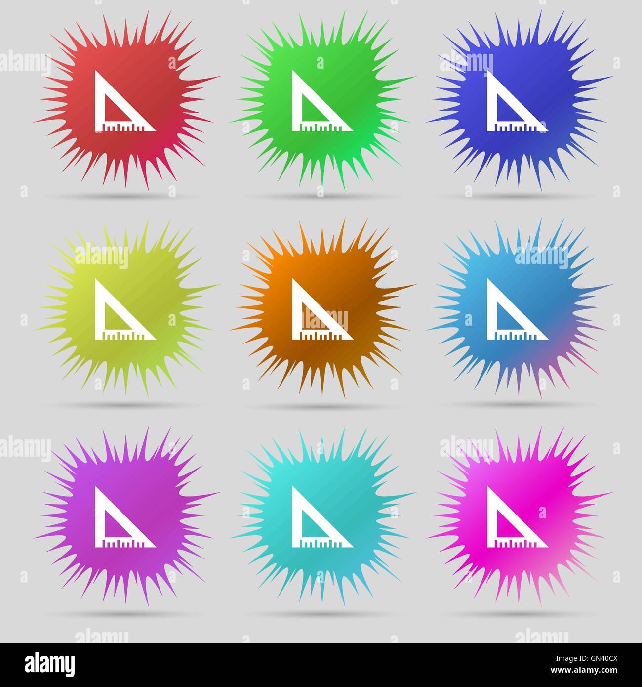 ruler icon sign. A set of nine original needle buttons. Vector Stock ...