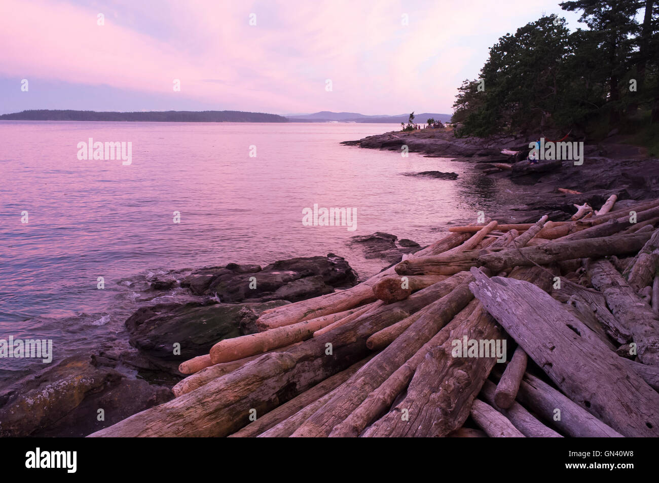 Salt Spring Island, Canada Sunset at Ruckle Provincial Park Stock