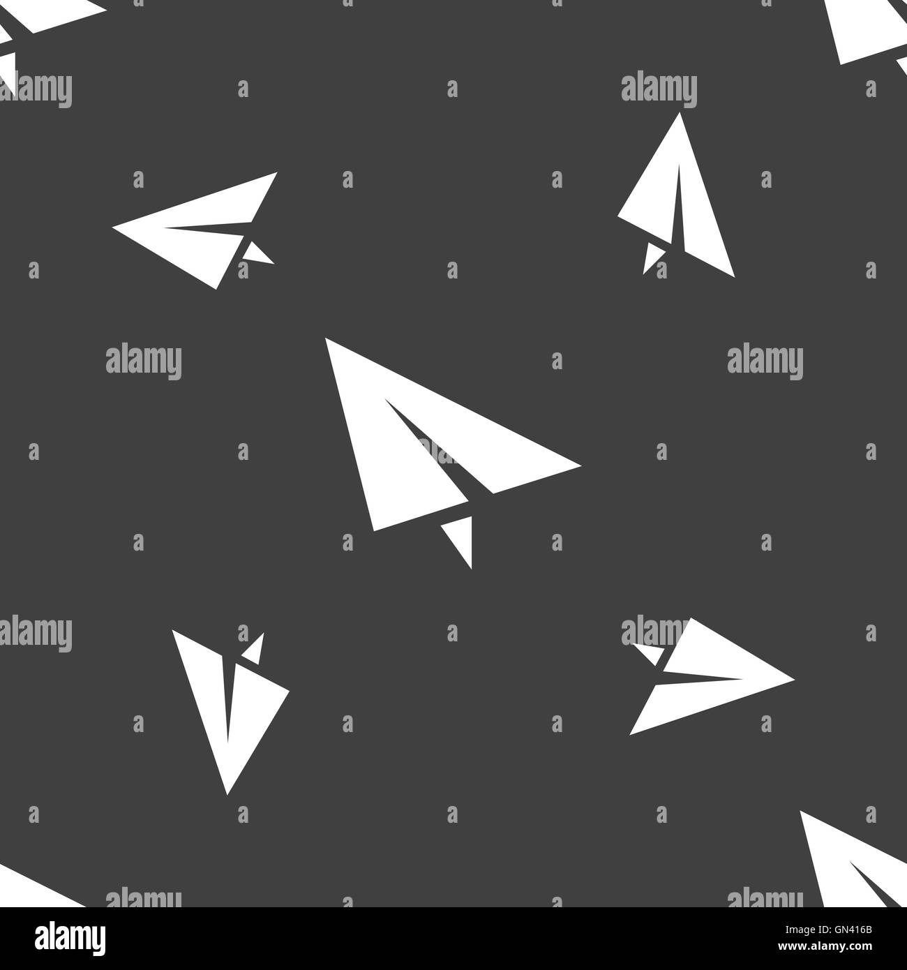Paper airplane icon sign. Seamless pattern on a gray background. Vector ...