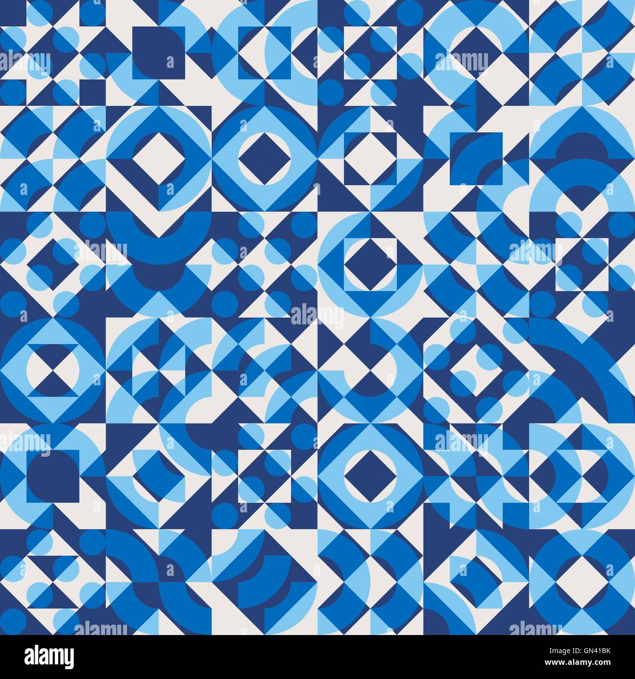 Vector Seamless Navy Blue Color Overlay Irregular Geometric Blocks Square Quilt Pattern Stock Vector