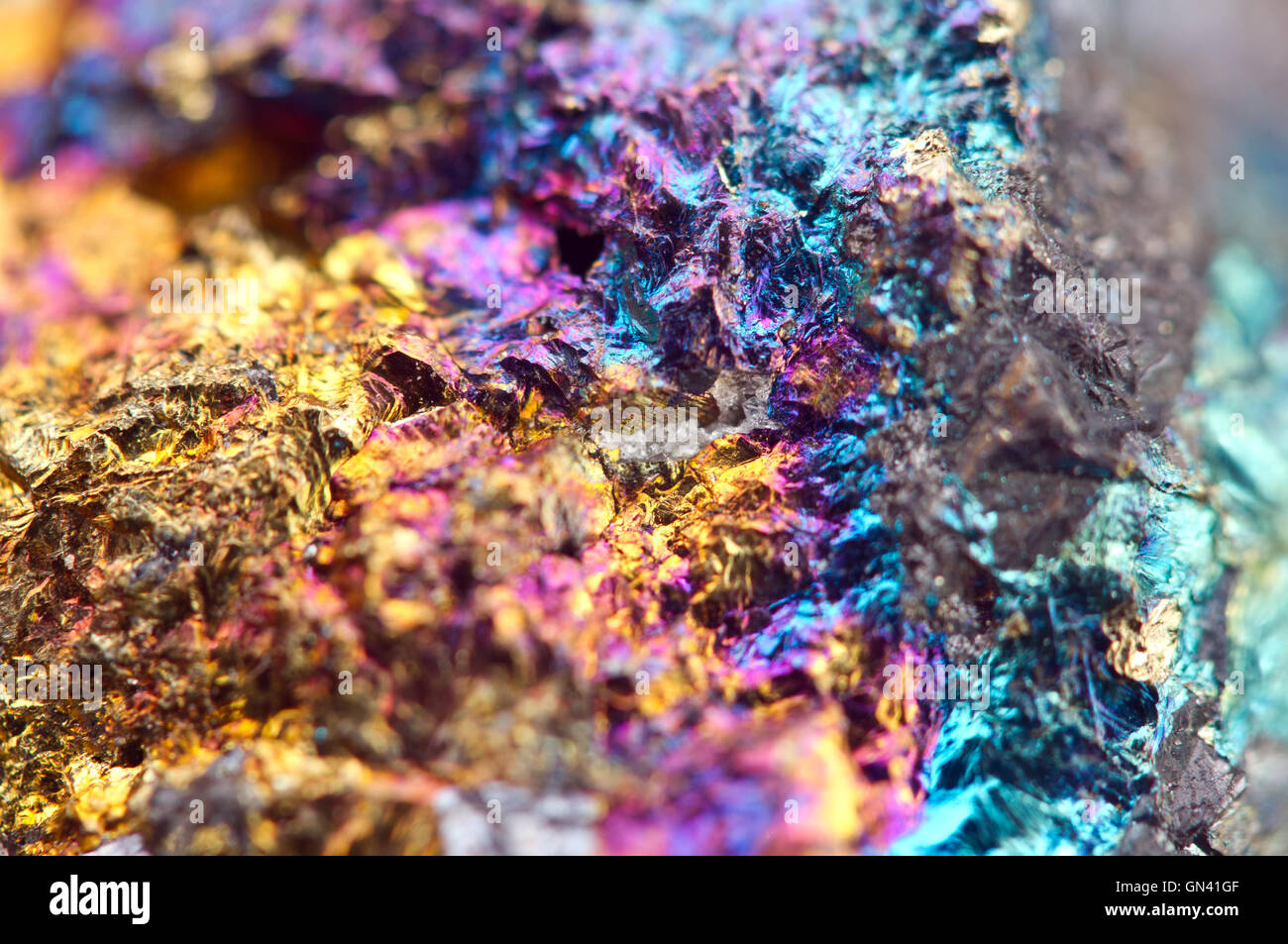 Bornite, also known as peacock ore, is a sulfide mineral with chemical