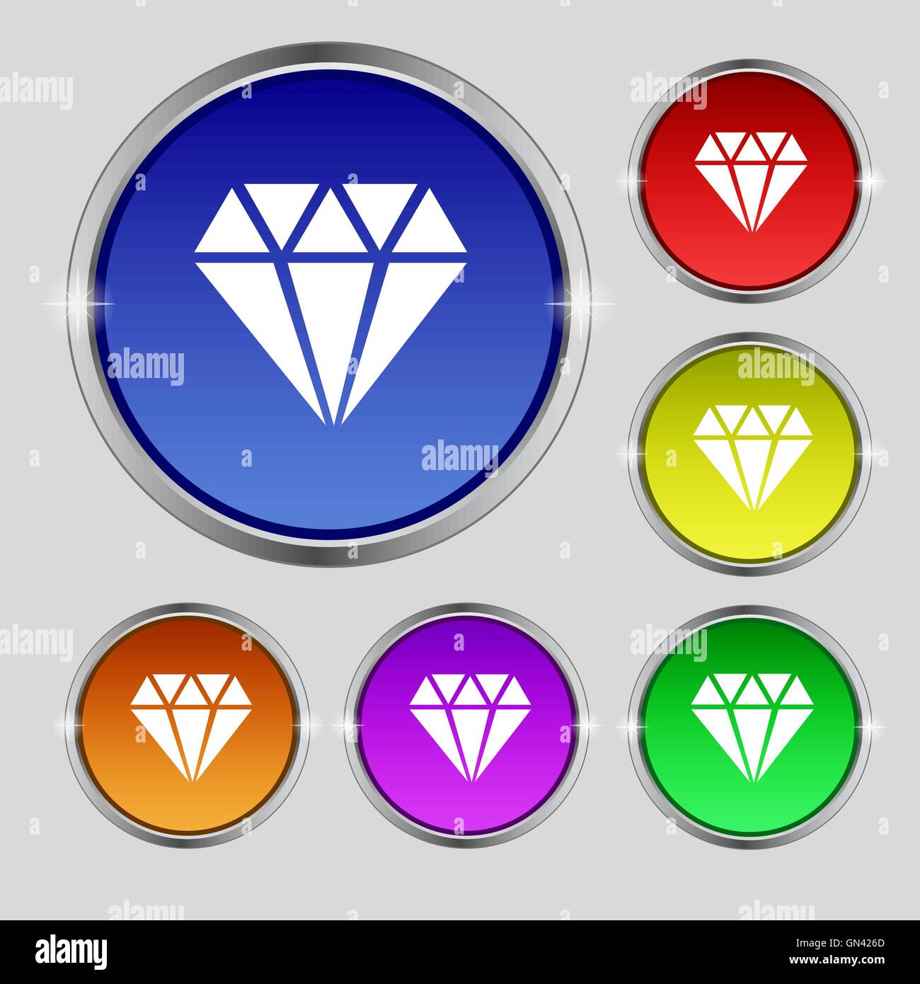 diamond icon sign. Round symbol on bright colourful buttons. Vector ...