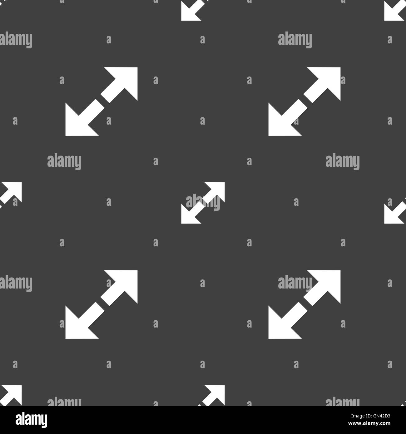Full screen icon sign. Seamless pattern on a gray background. Vector ...