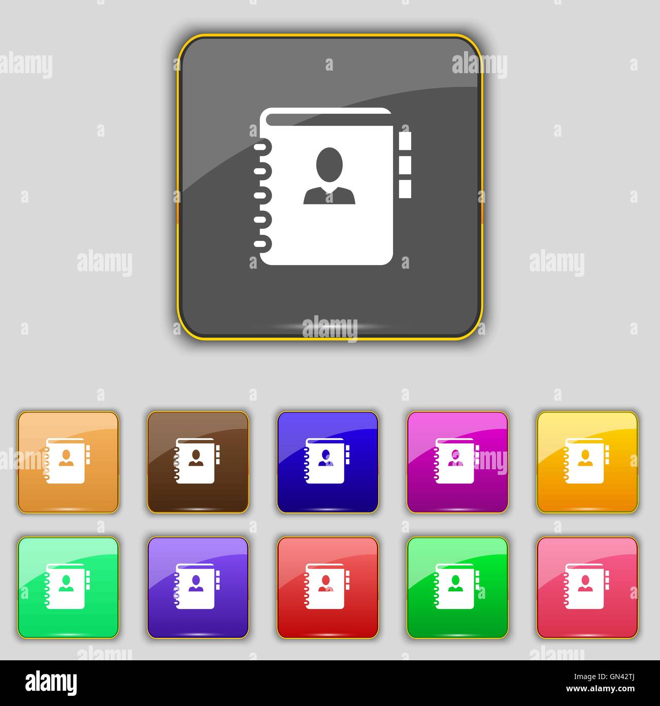 Notebook, address, phone book icon sign. Set with eleven colored ...