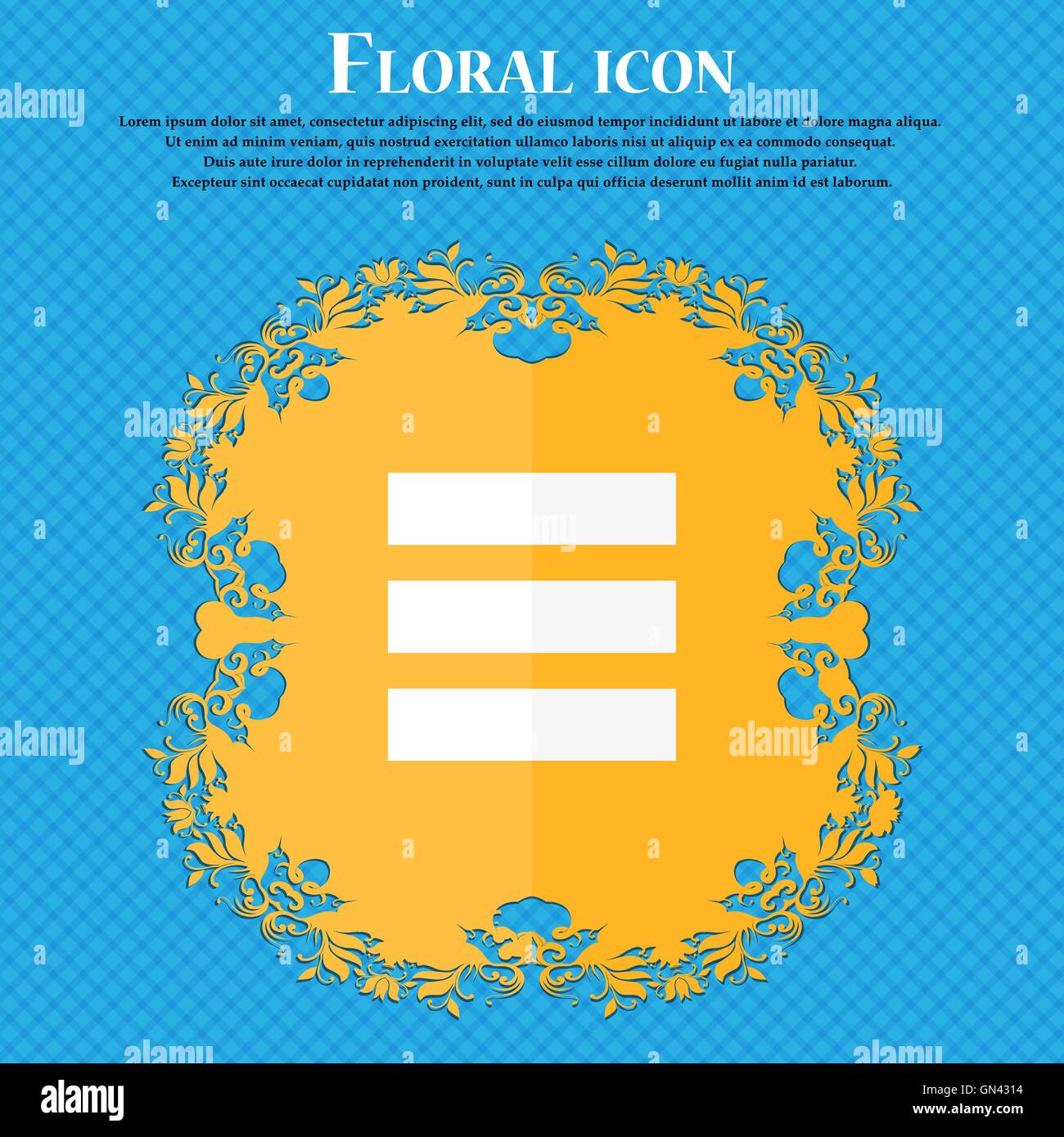 List menu, app icon. Floral flat design on a blue abstract background ...