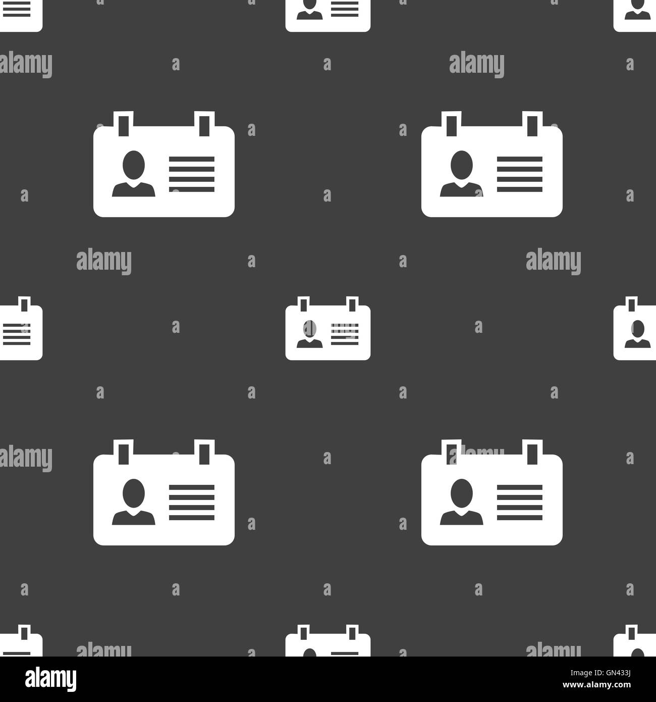 Identification card icon sign. Seamless pattern on a gray background ...