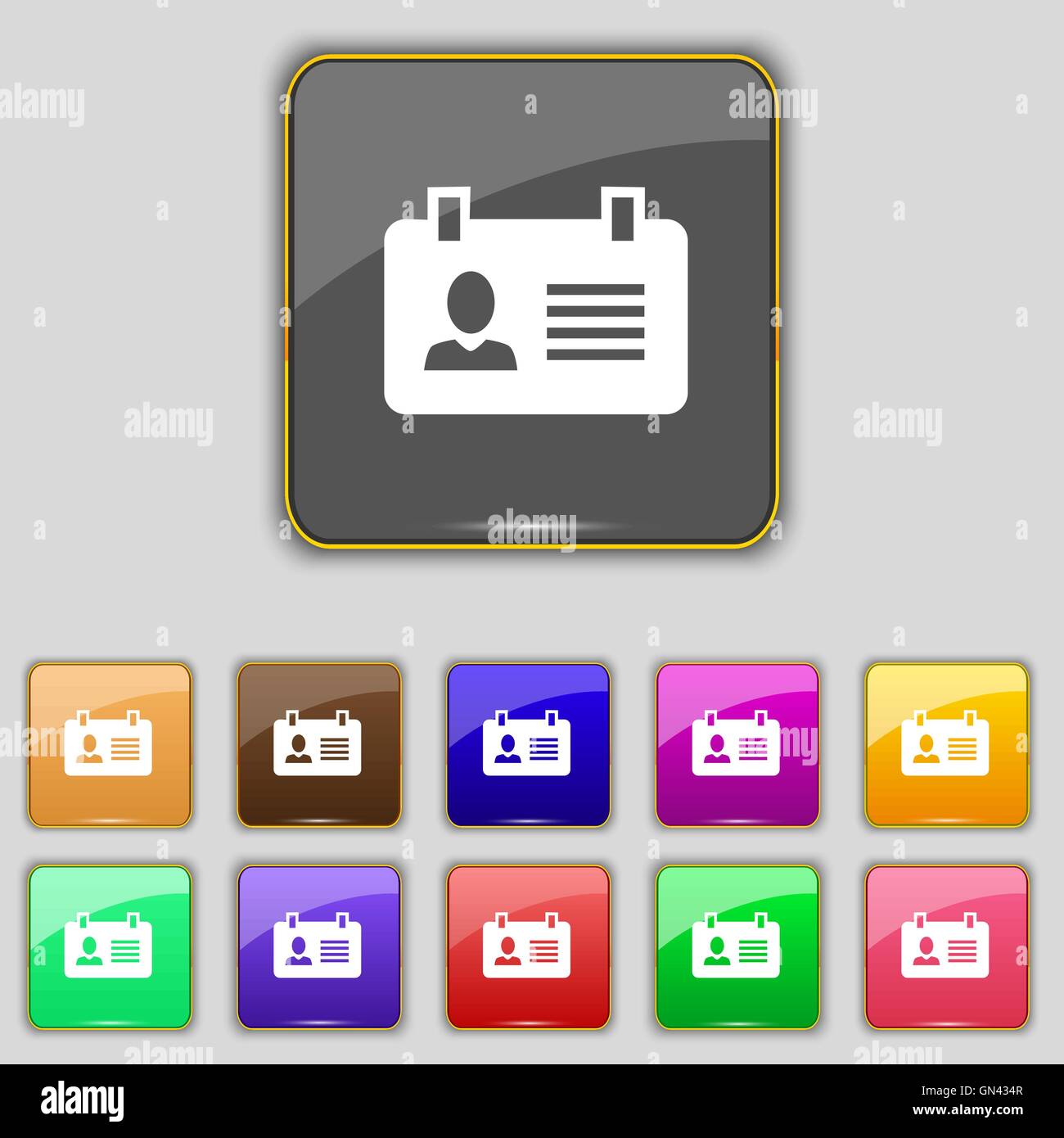 Identification card icon sign. Set with eleven colored buttons for your ...