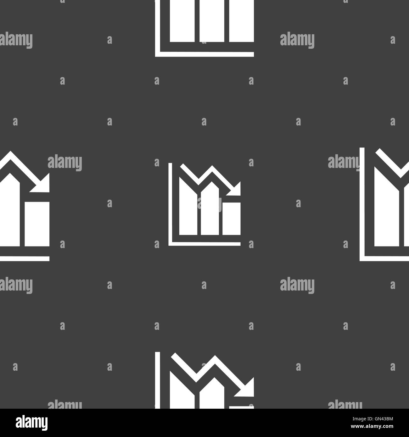 histogram icon sign. Seamless pattern on a gray background. Vector ...