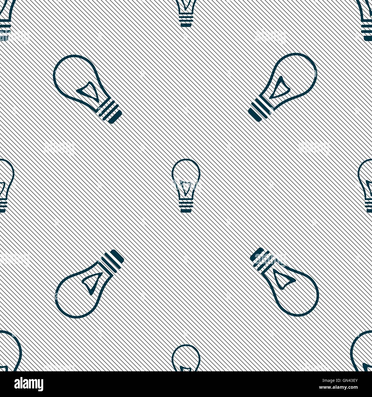 Light bulb icon sign. Seamless pattern with geometric texture. Vector ...