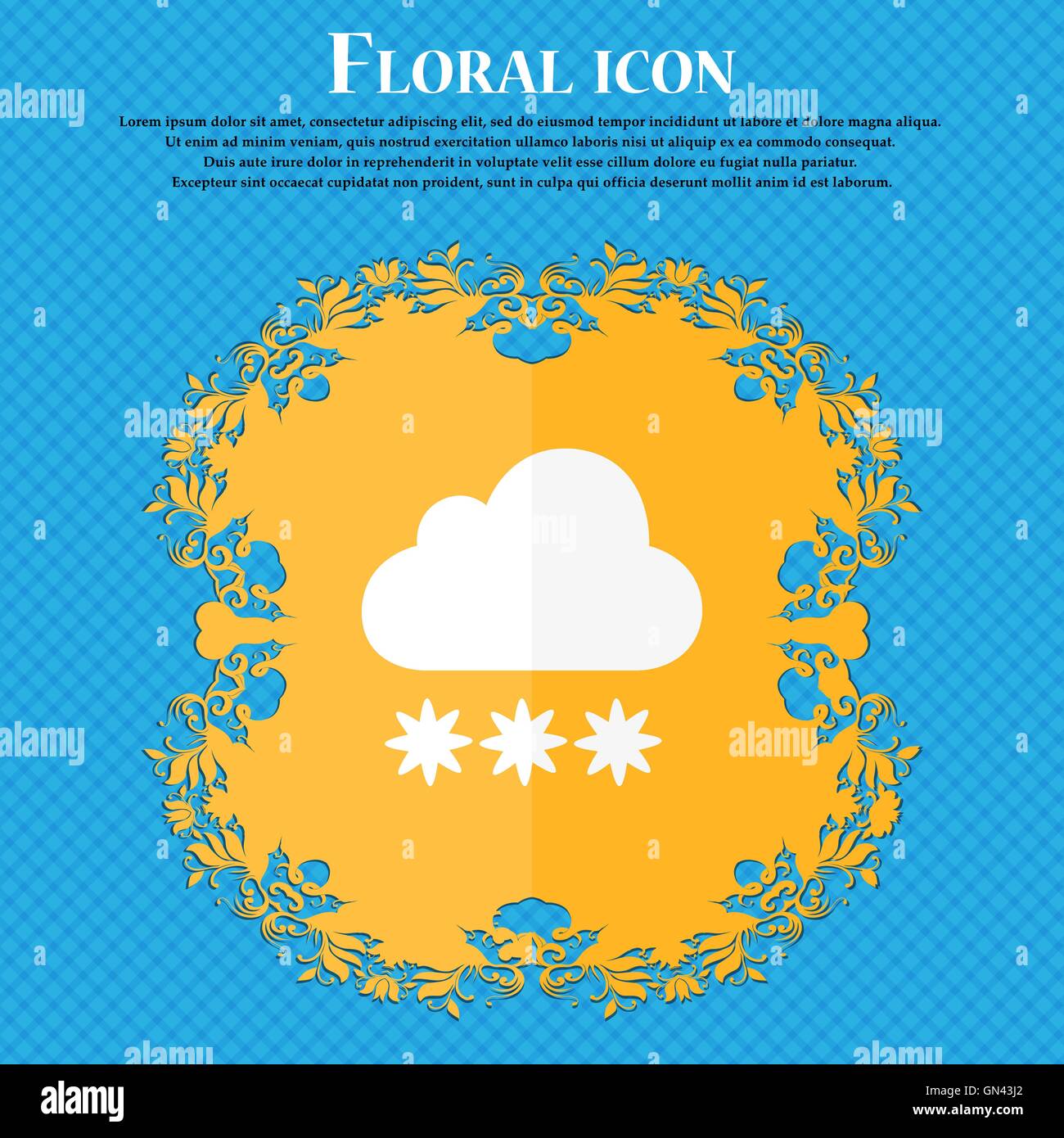 snow cloud icon. Floral flat design on a blue abstract background with ...
