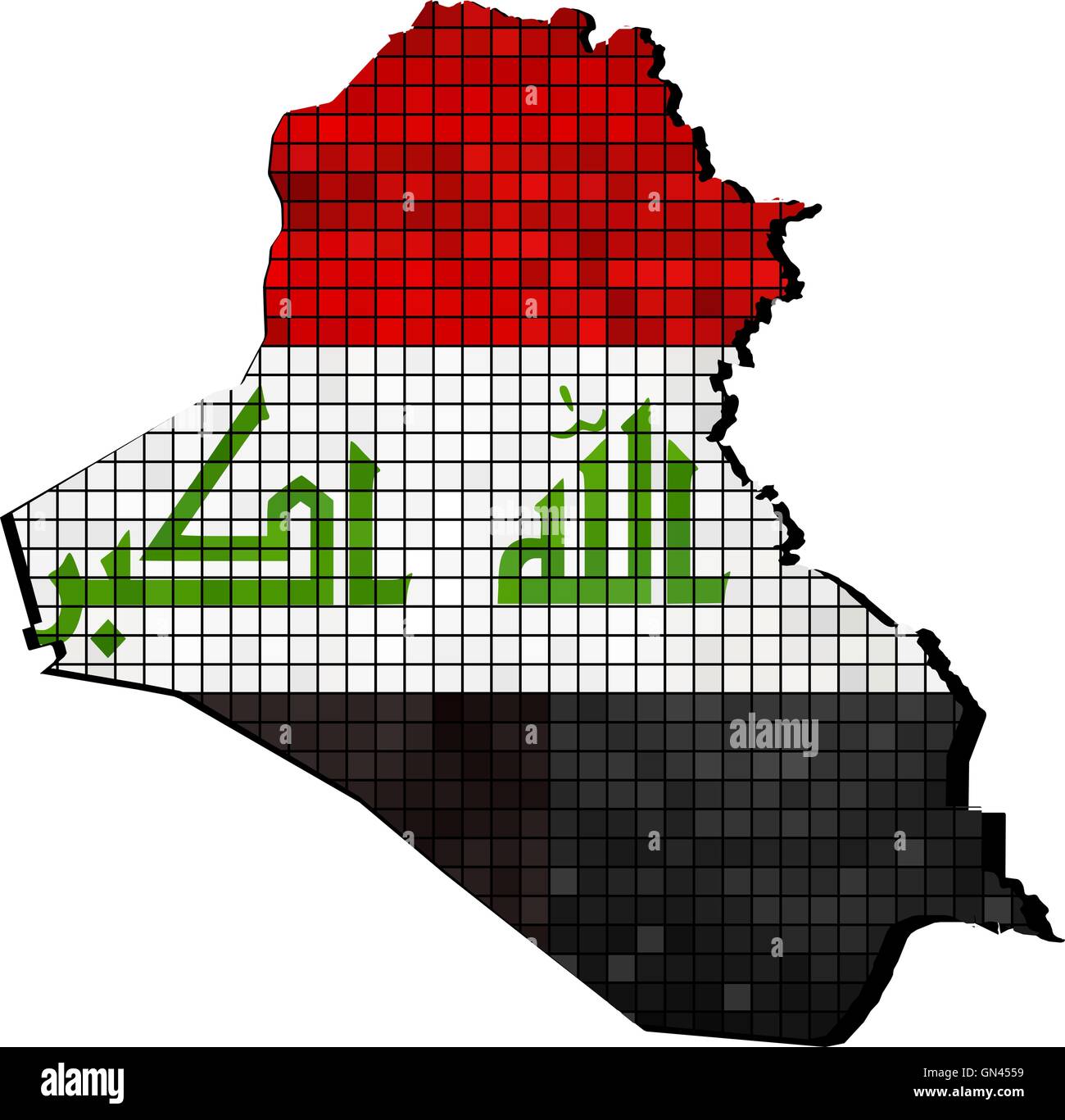 Iraq map with flag inside Stock Vector