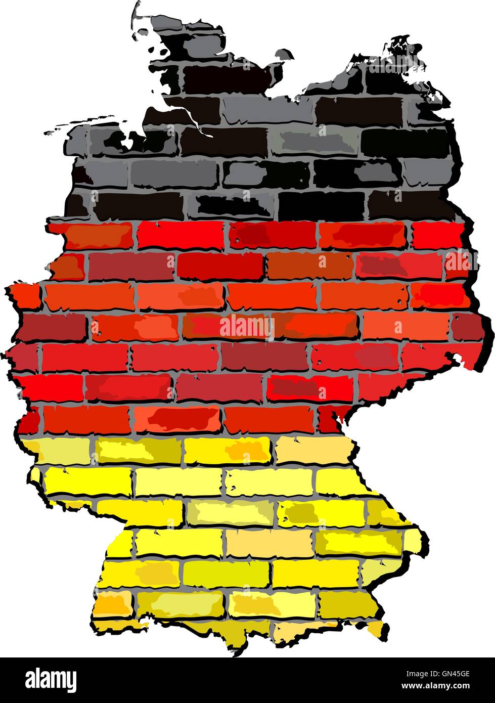 Germany map on a brick wall Stock Vector