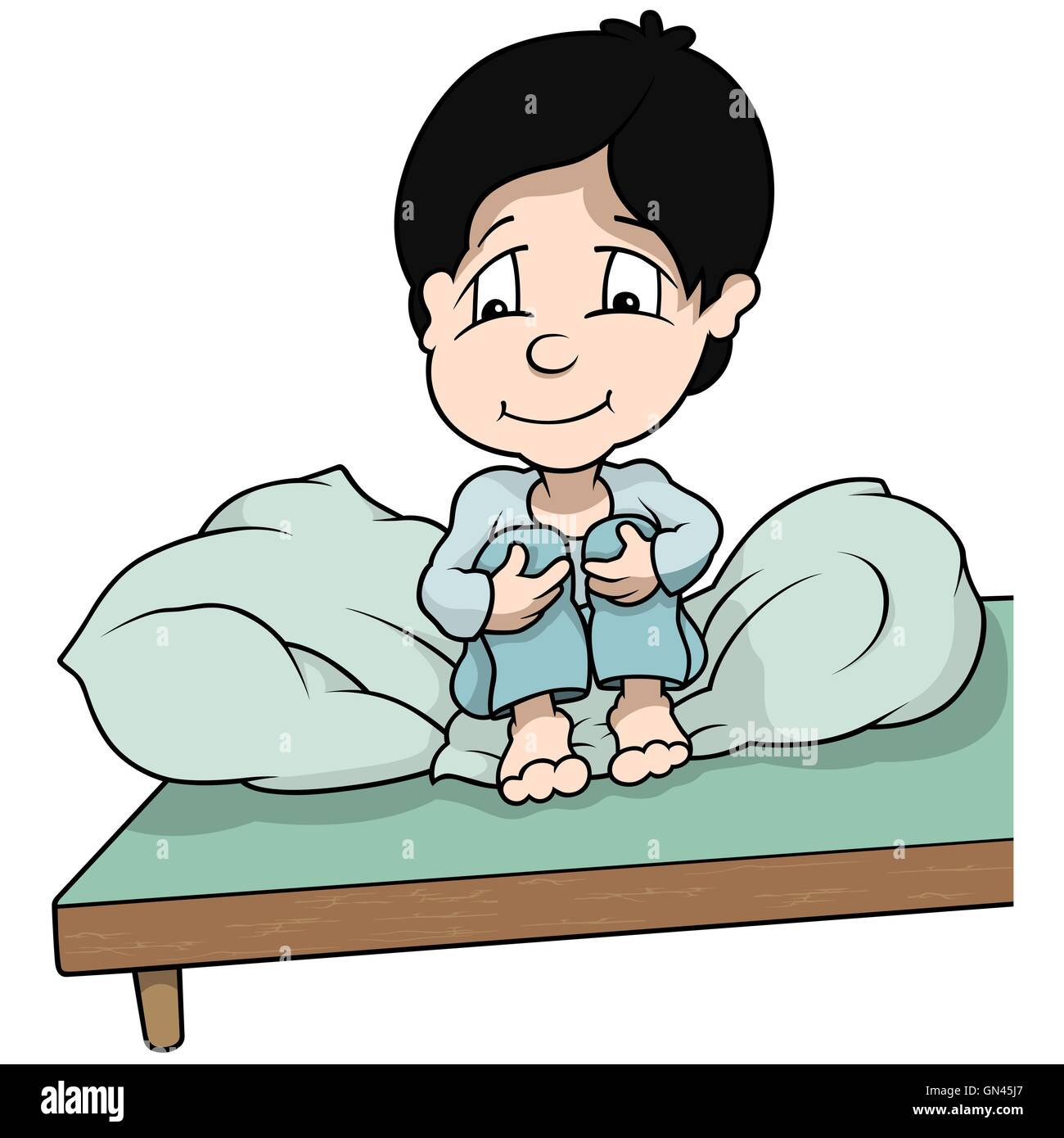 Boy Sitting In Bed Stock Vector Image & Art Alamy