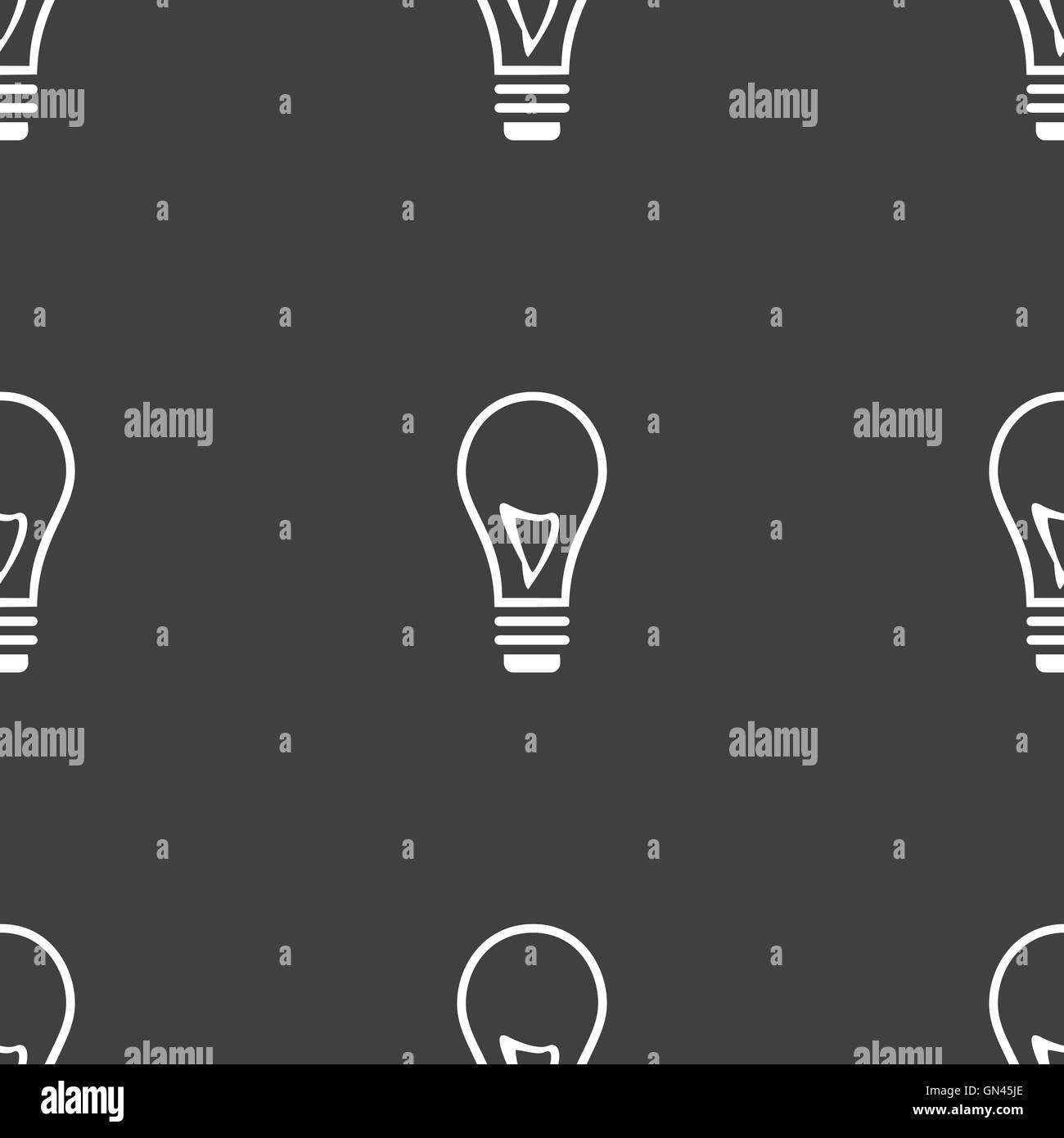 Light bulb icon sign. Seamless pattern on a gray background. Vector ...