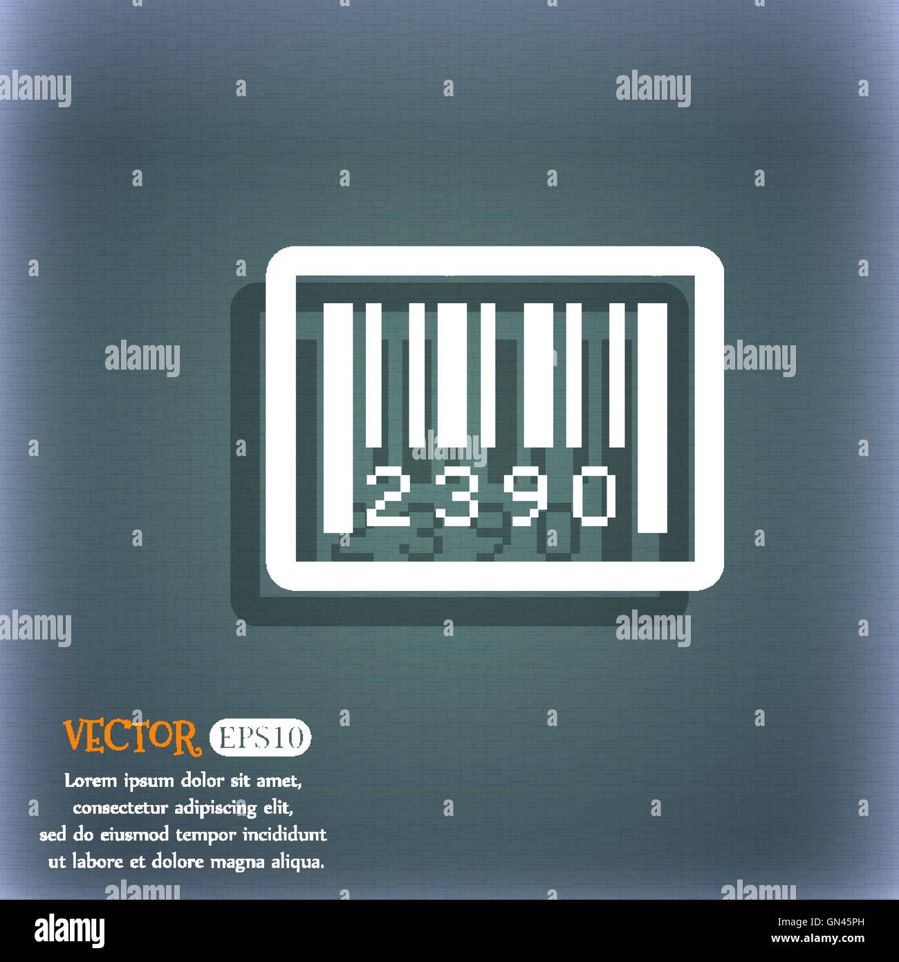 barcode icon. On the blue-green abstract background with shadow and space for your text. Vector Stock Vector