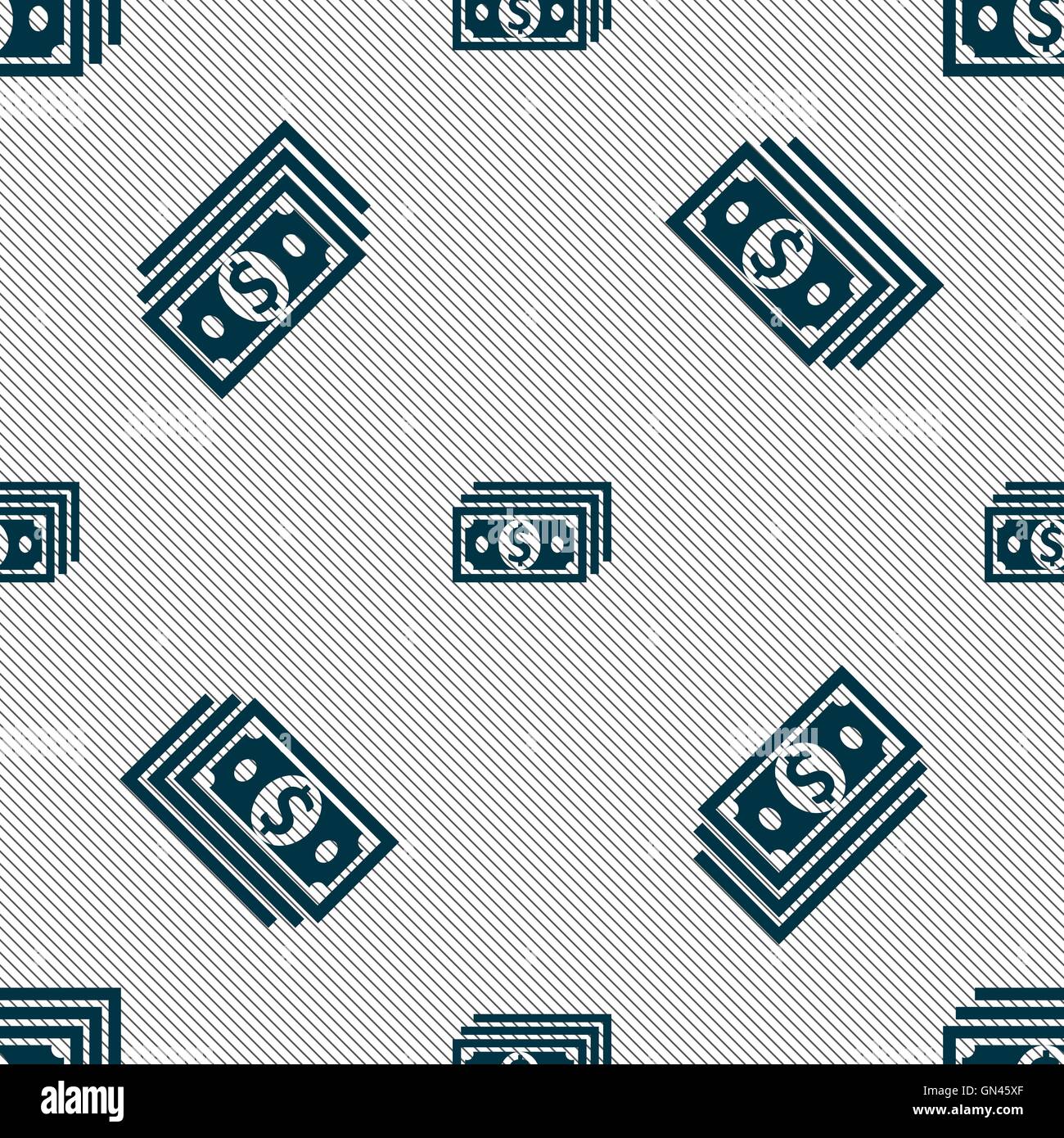 money, dollar icon sign. Seamless pattern with geometric texture ...