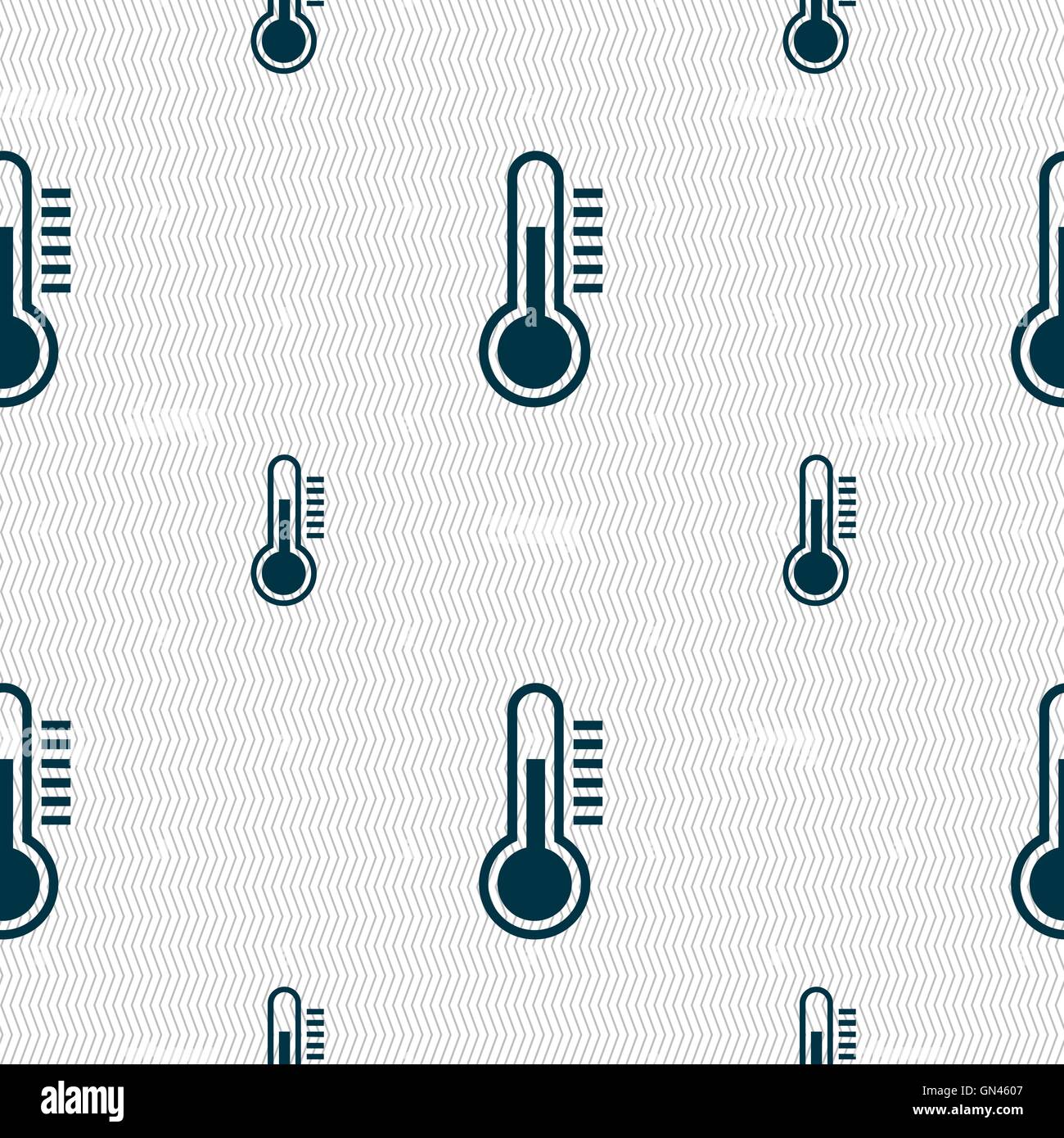 Thermometer icon sign. Seamless pattern with geometric texture. Vector ...