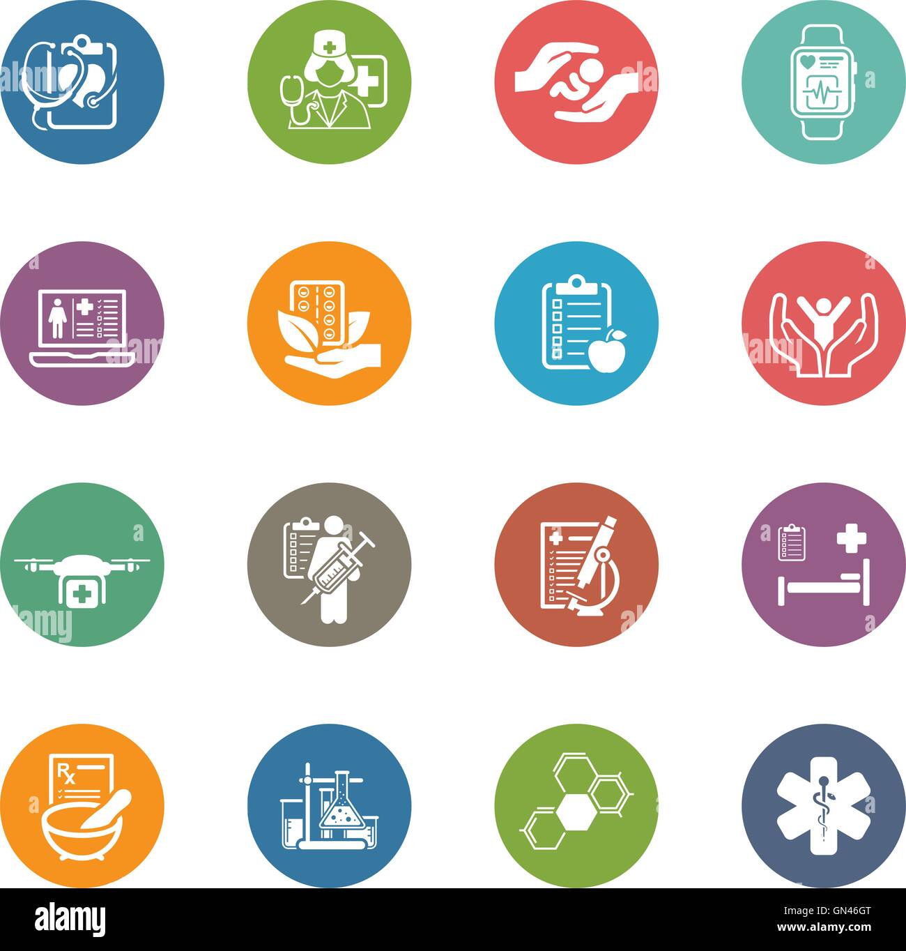Medical and Health Care Icons Set. Flat Design Stock Vector Image & Art ...